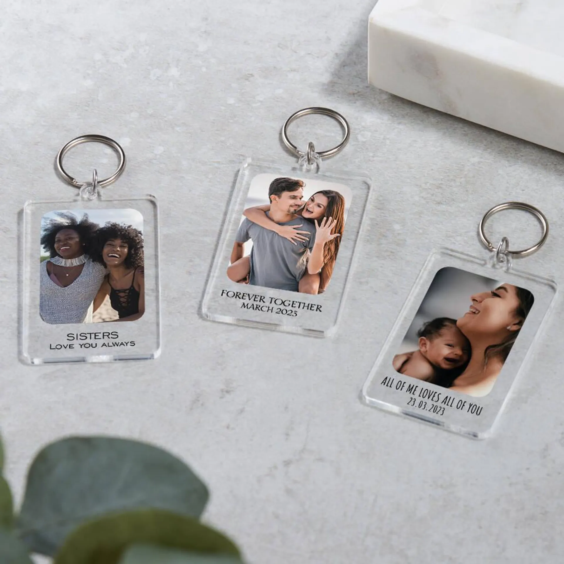 Personalised Photo Keyring, Keychain Gift With Message
