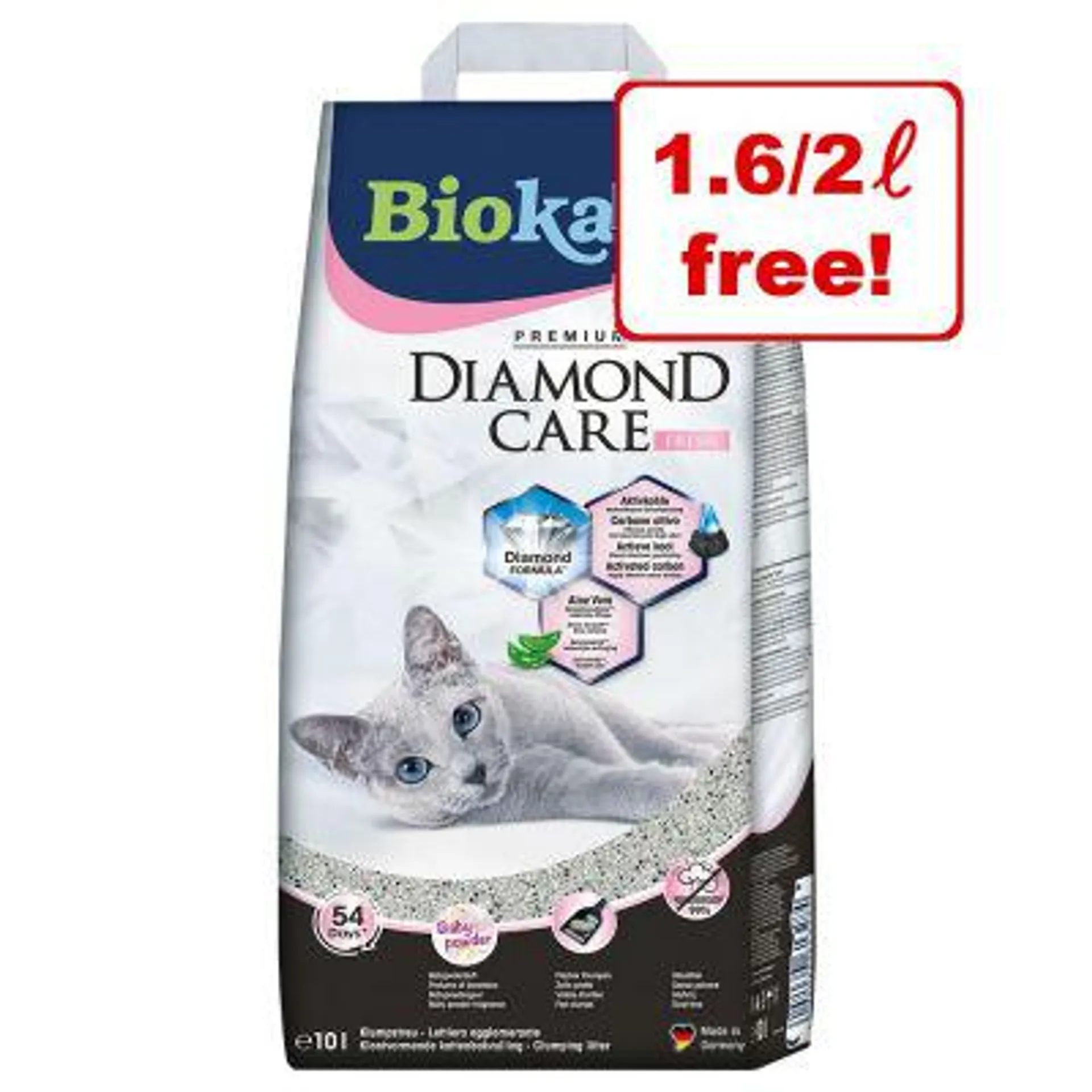 8l/10l Biokat's Diamond Care Cat Litter - 1.6l/2l Free!*
