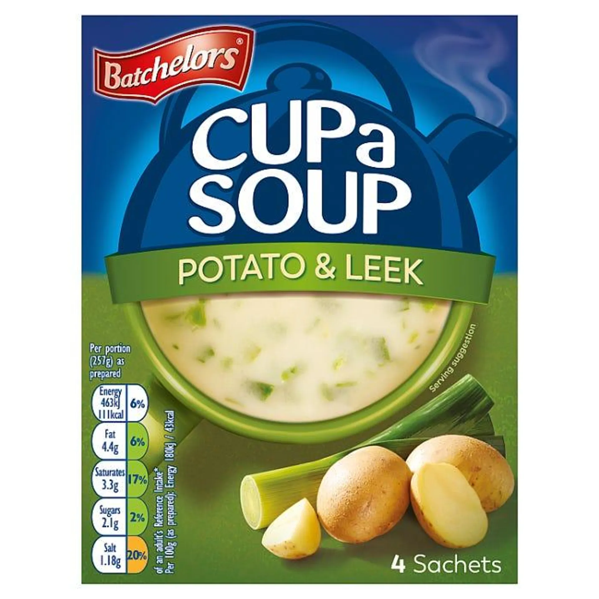 Batchelors Cup a Soup Potato & Leek 4 Instant Soup Sachets, 107g