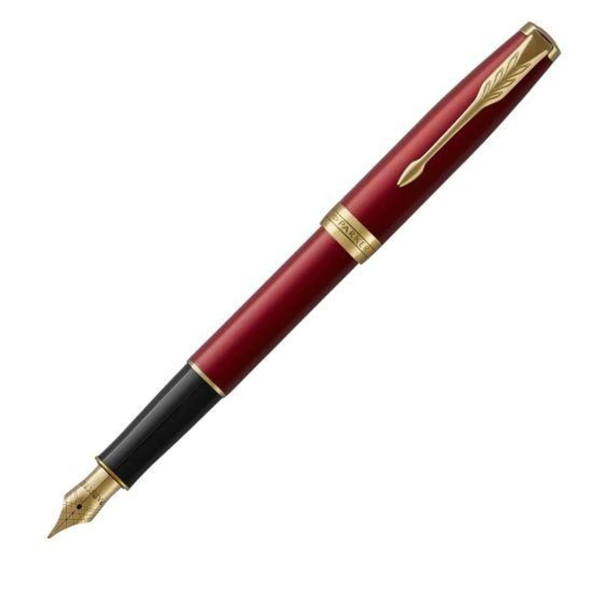 Parker Sonnet Red Lacquer Gold Tip Fountain Pen