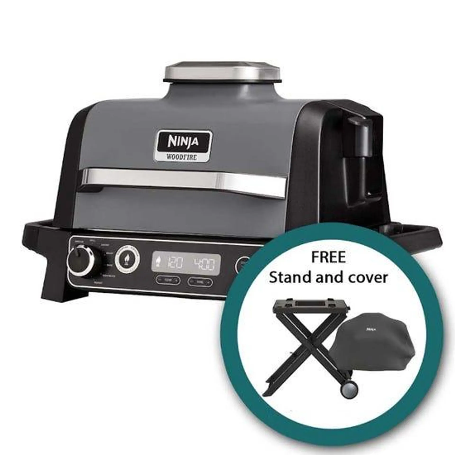 Ninja Woodfire Electric BBQ Grill and Smoker with FREE Stand and Cover