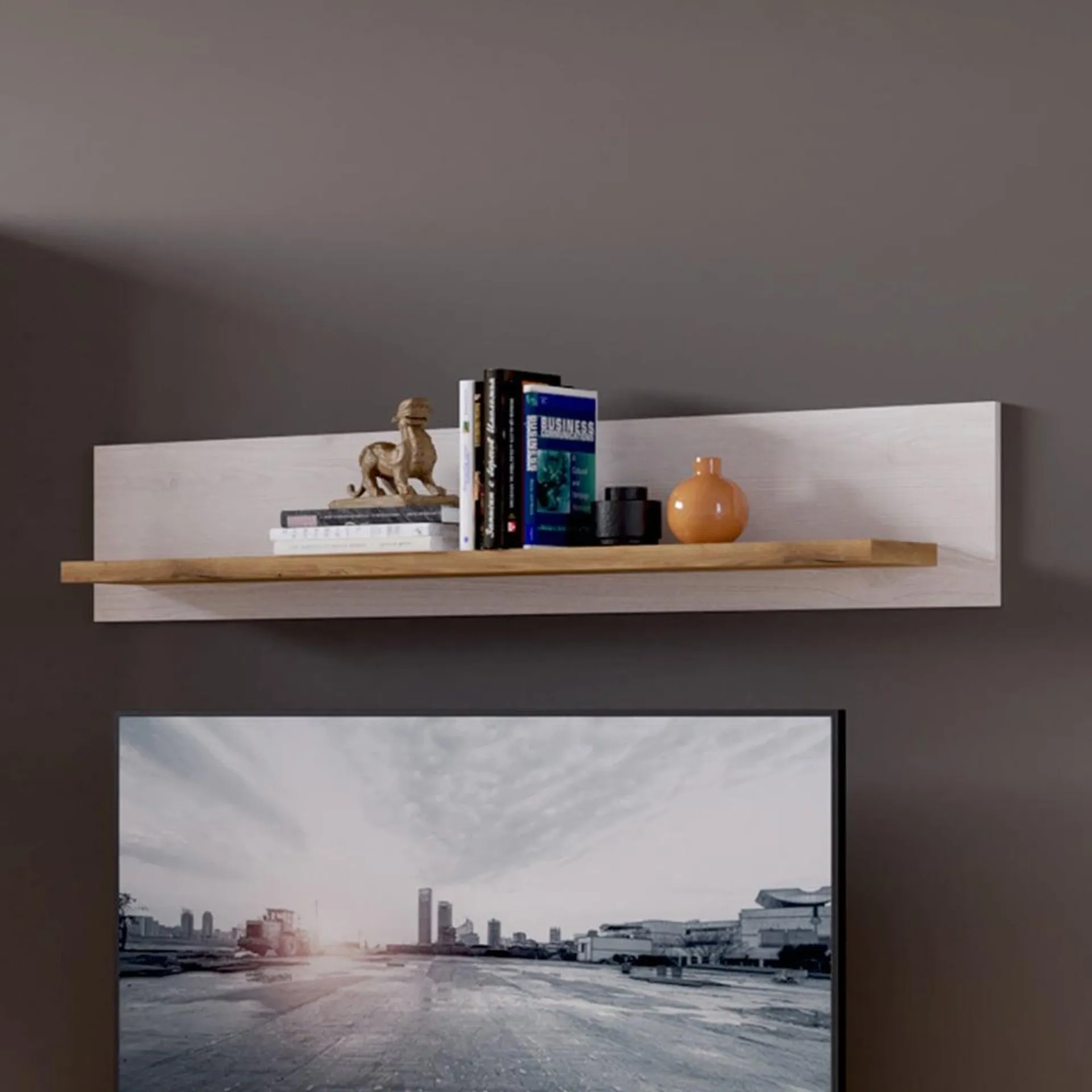 Florence Celesto 135cm White and Oak Floating Shelf