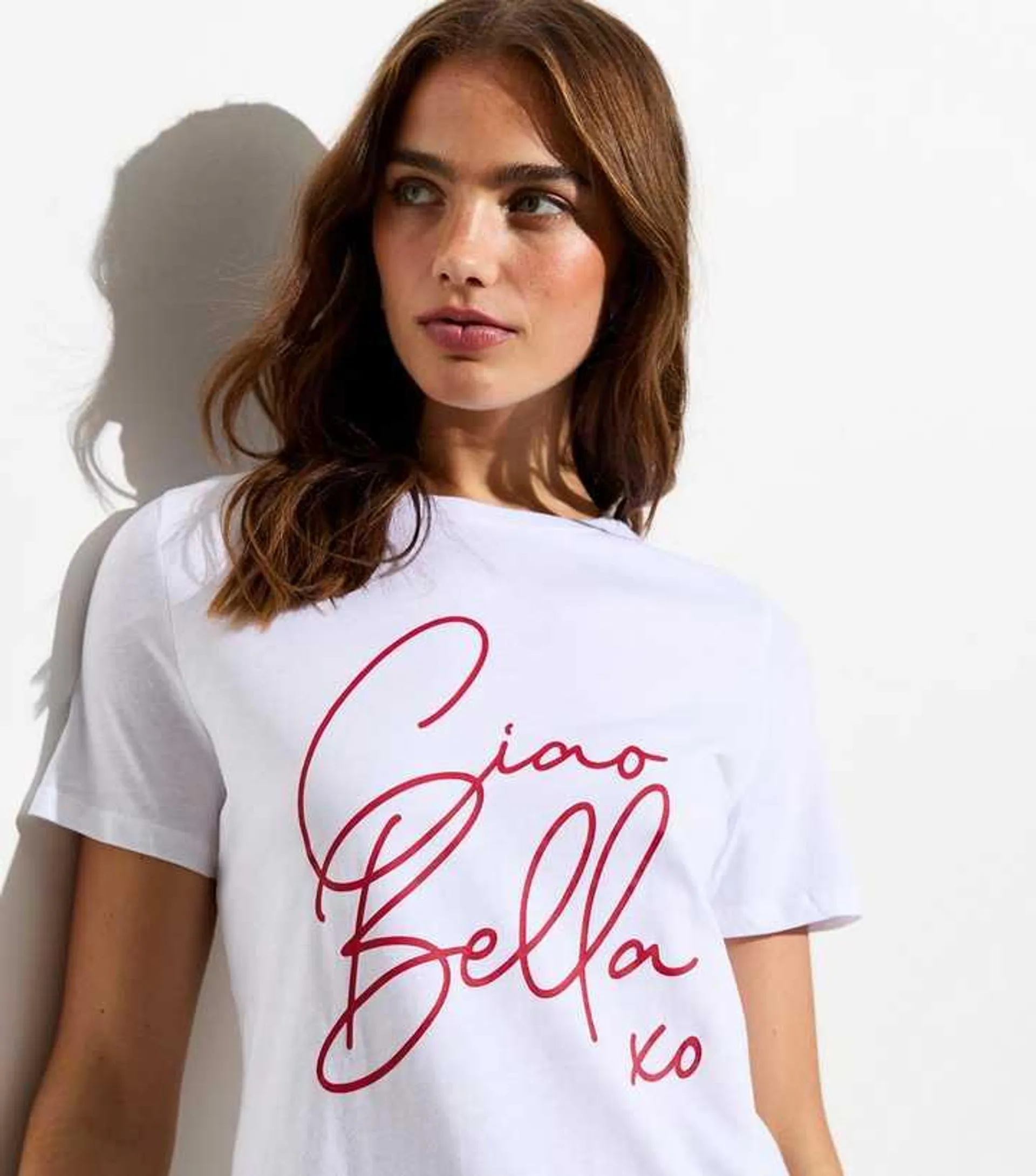 White Ciao Bella Logo Girlfriend T-Shirt