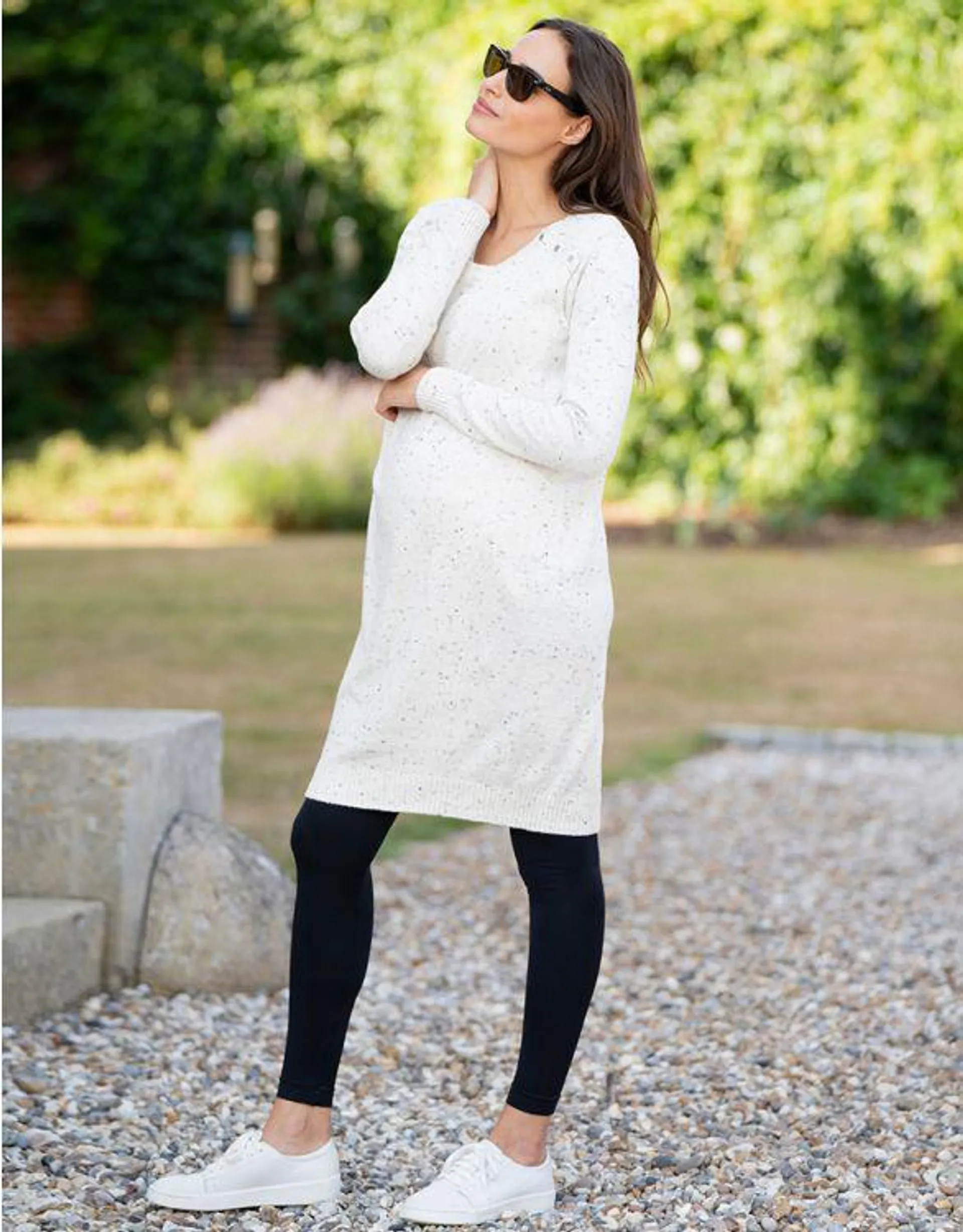 Cream Cotton Blend Maternity & Nursing Jumper Dress