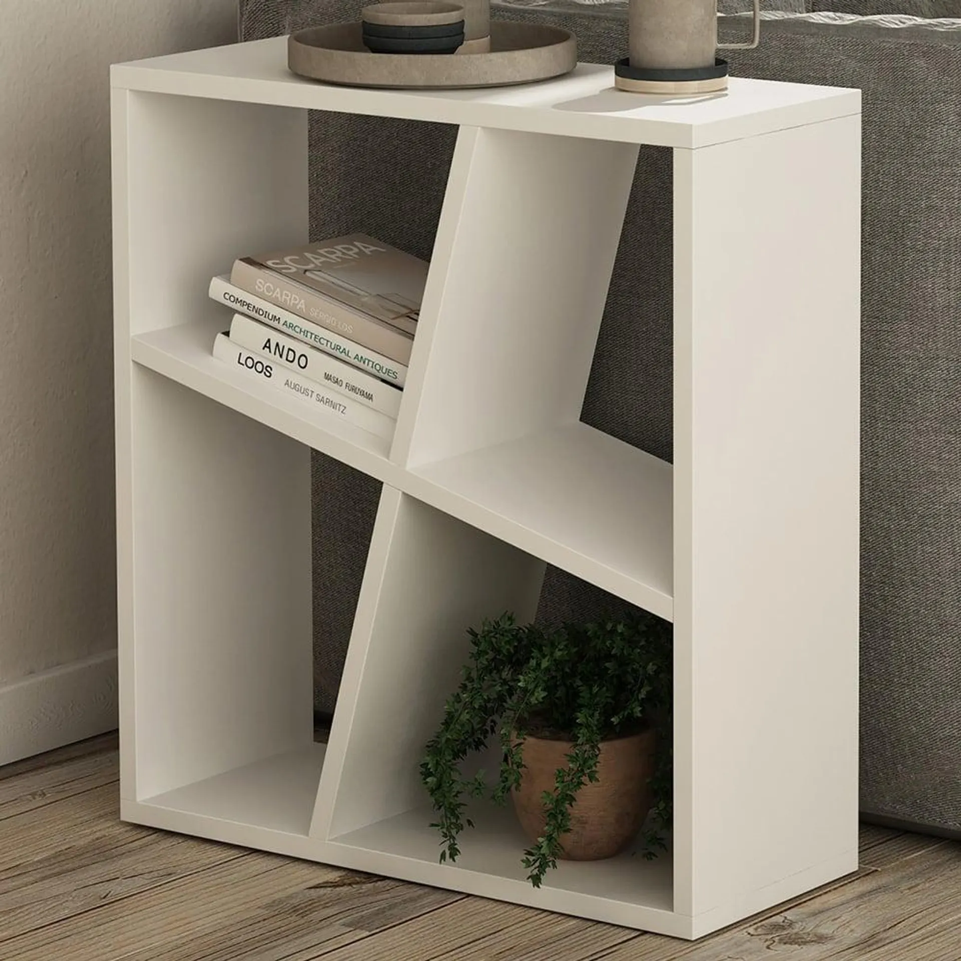 GFW Birtley 4 Shelf White Bookcase