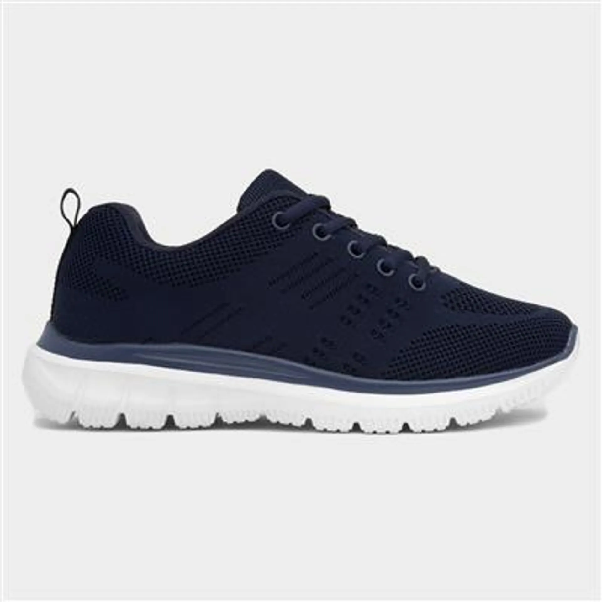 Thames Womens Blue Knitted Lace Up Trainer