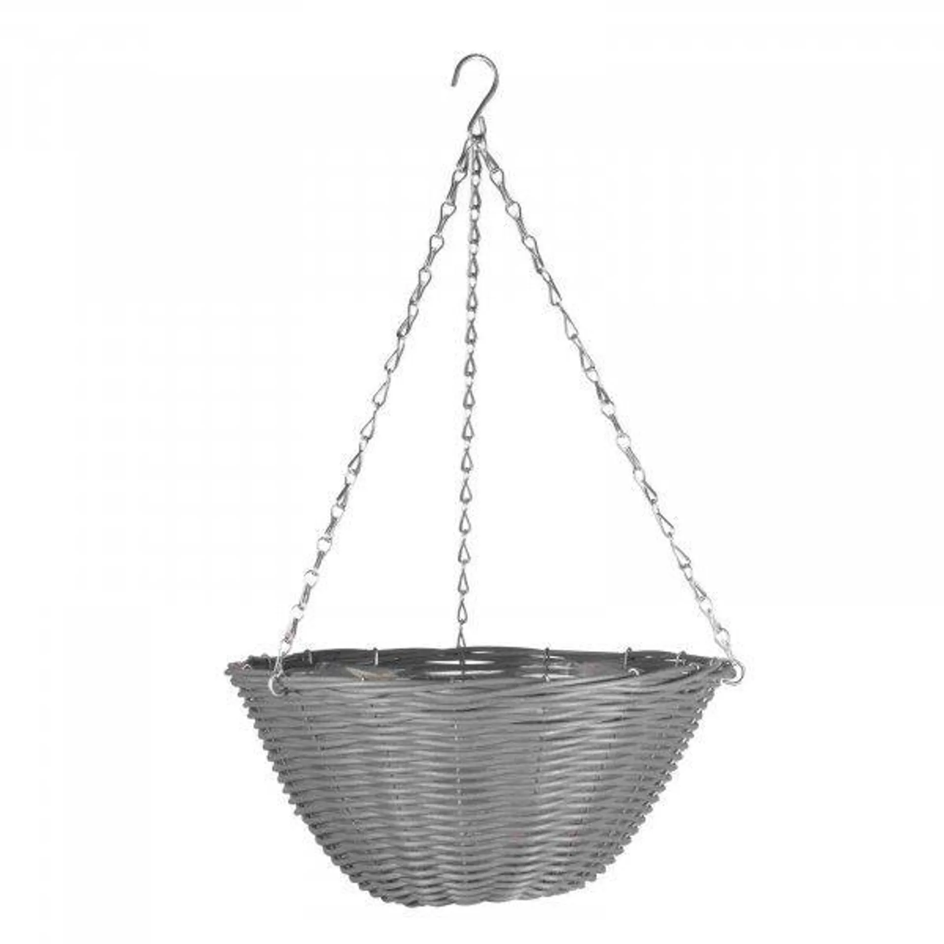 Faux Rattan Hanging Basket Slate