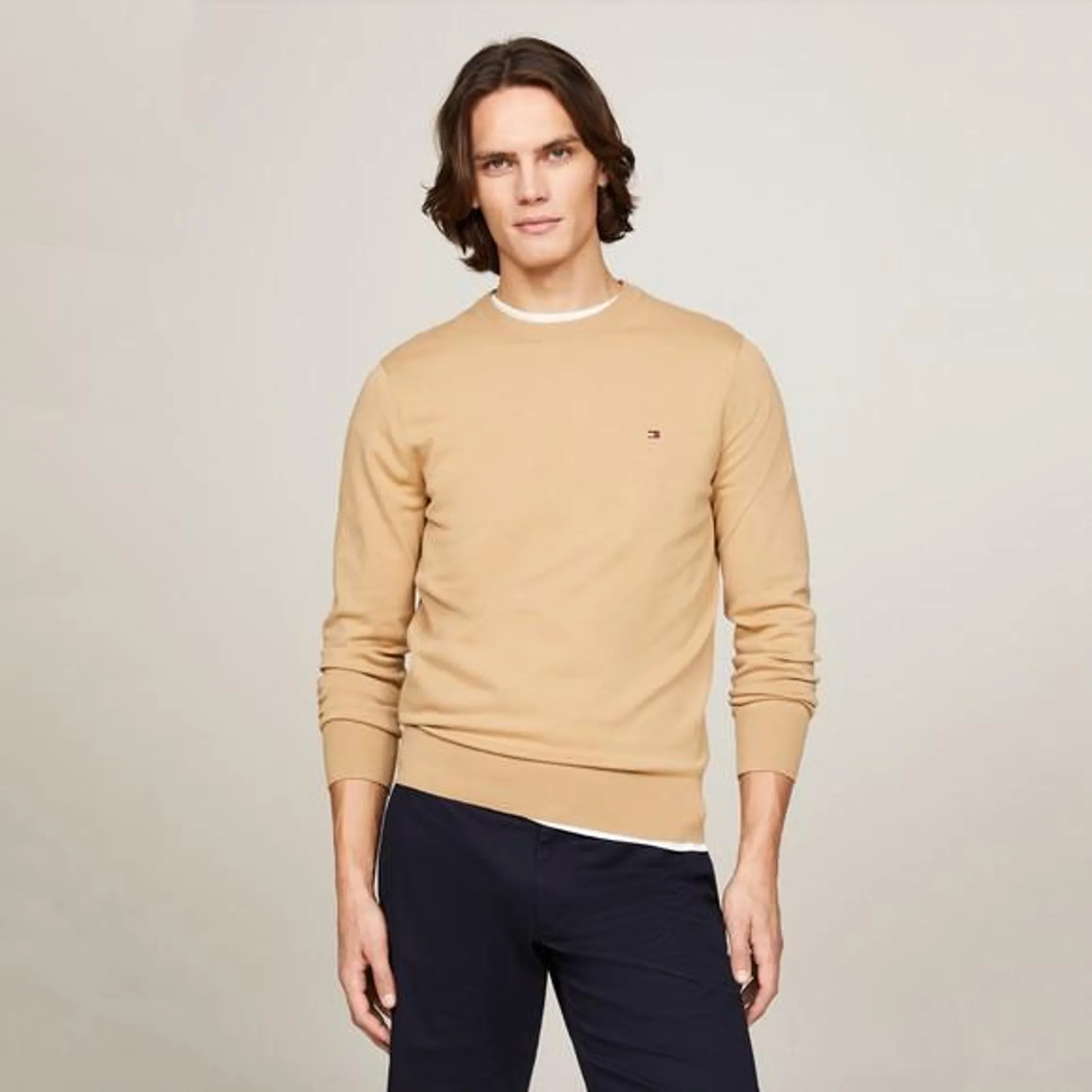 Mens Beige 1985 Crew Neck Jumper