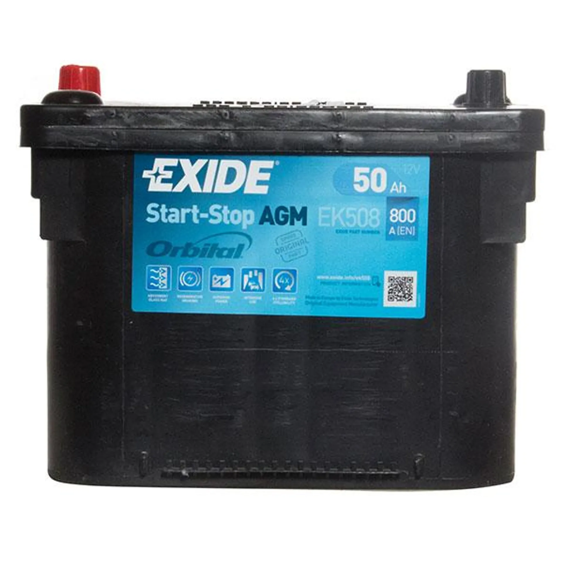 Exide AGM Spiral Wound Stop/Start 50AH 800CCA Battery - 2 Year Guarantee