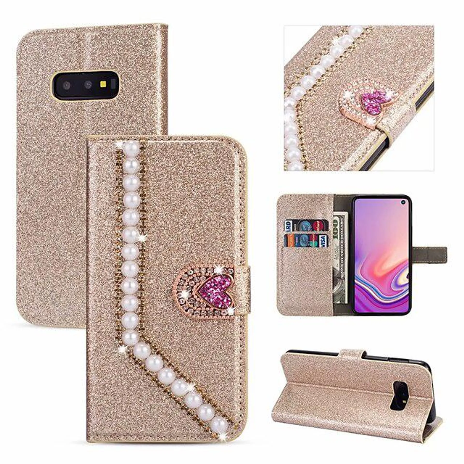 Phone Case For Samsung Galaxy Wallet Case S23 S22 S21 S20 Plus Ultra A73 A53 A33 Note 20 10 Rhinestone Wallet Full Body Protective Glitter Shine TPU PU Leather