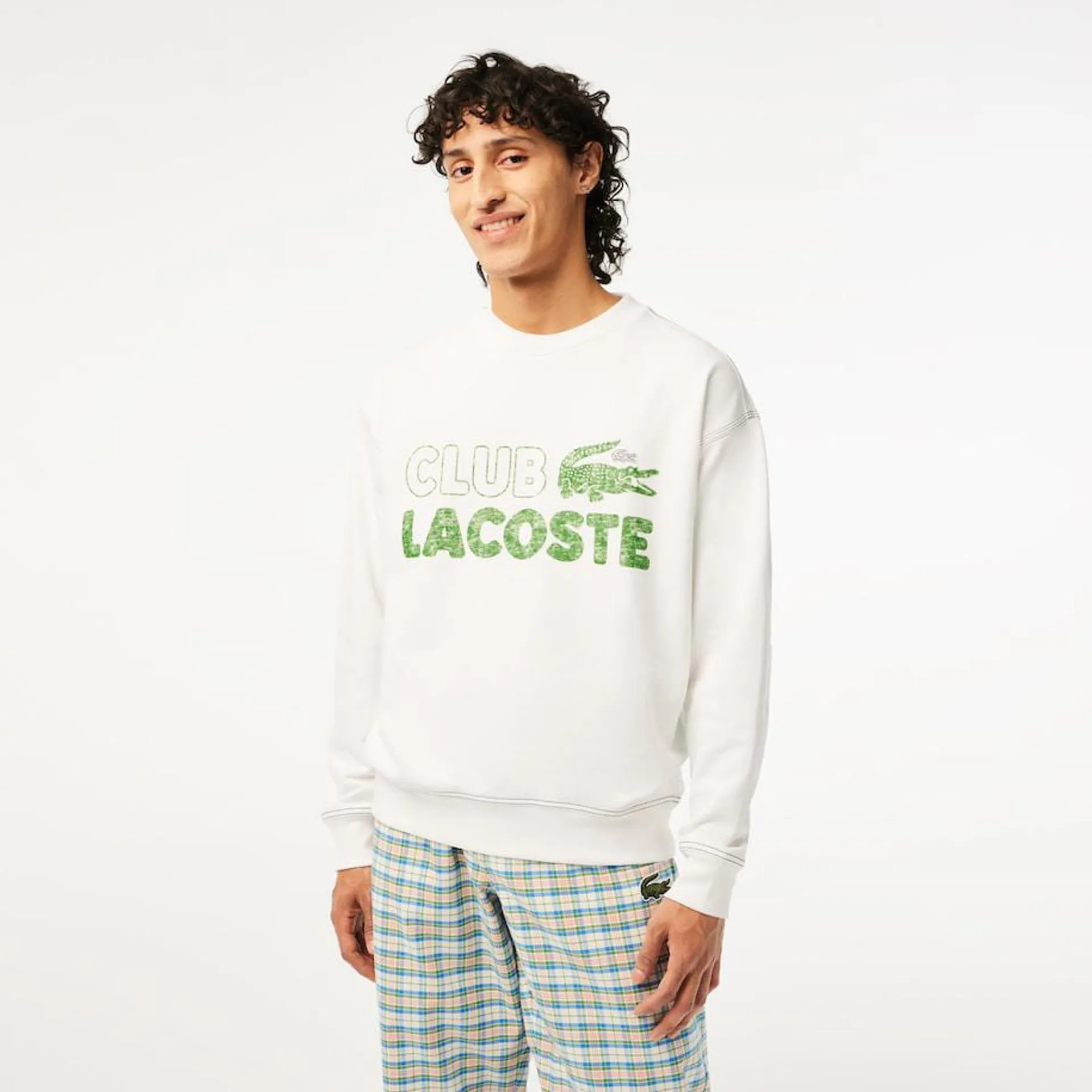 Men’s Lacoste Round Neck Loose Fit Vintage Print Sweatshirt