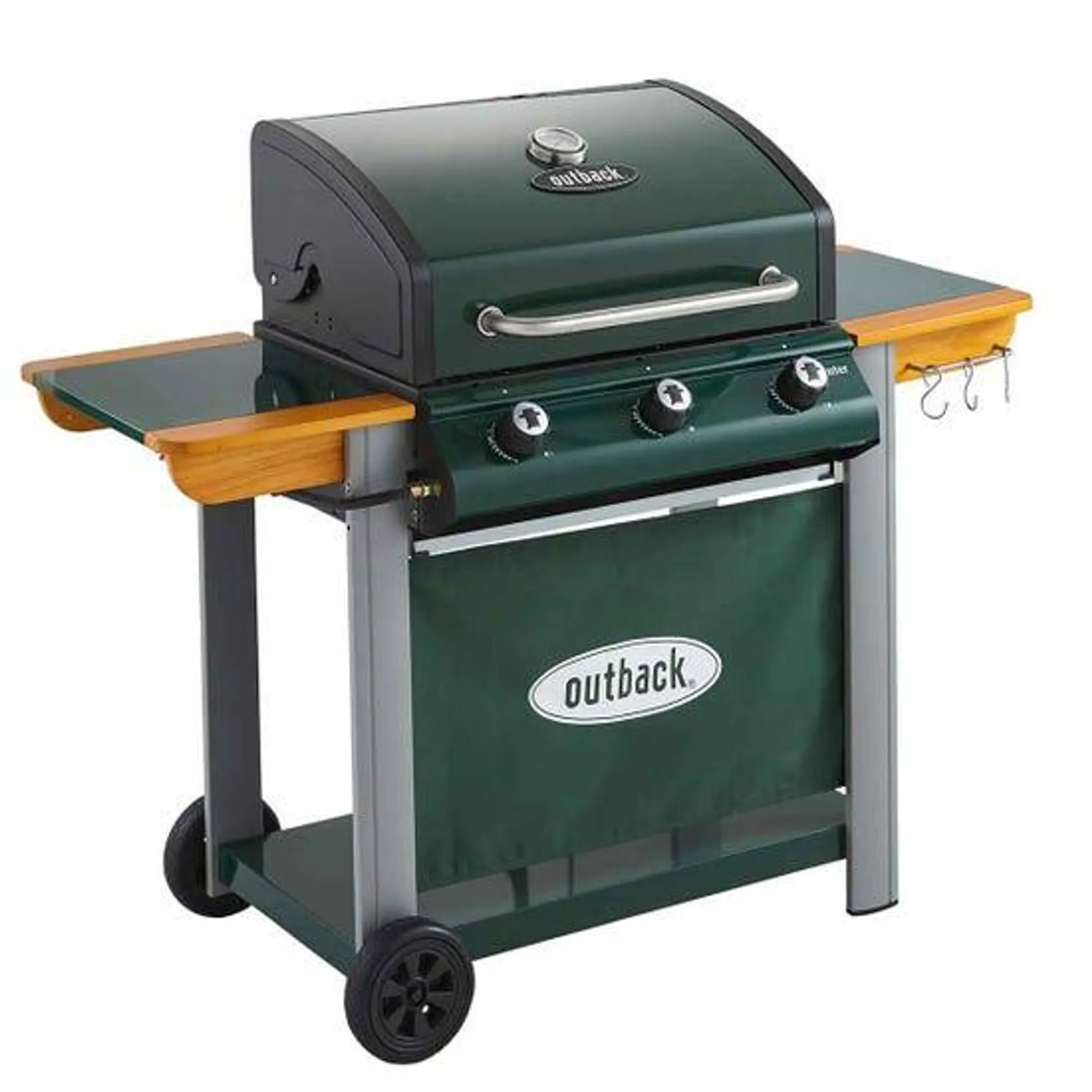 Outback Hunter 3-Burner Hybrid Gas & Charcoal BBQ - Green