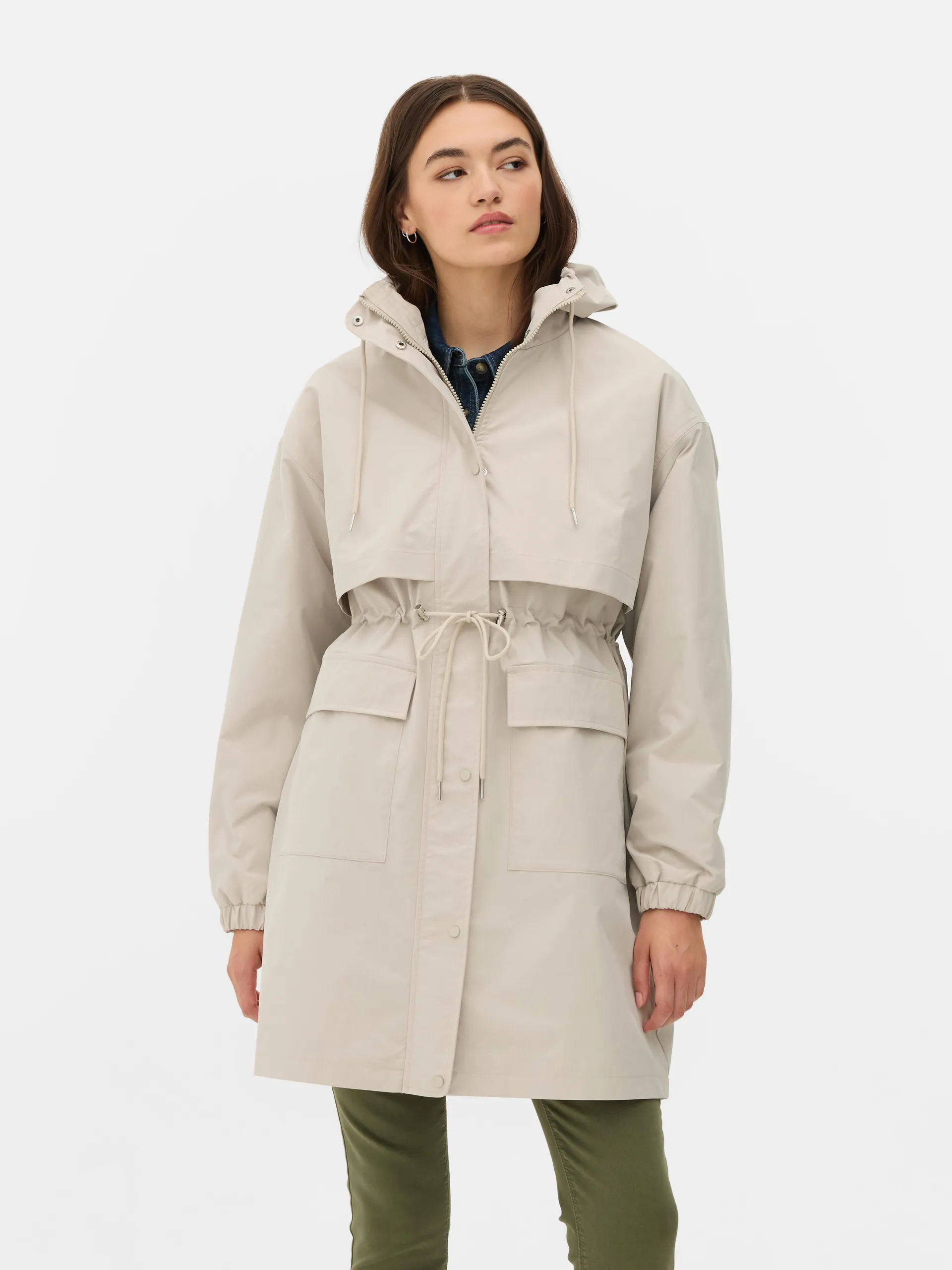 Parka impermeabile con coulisse