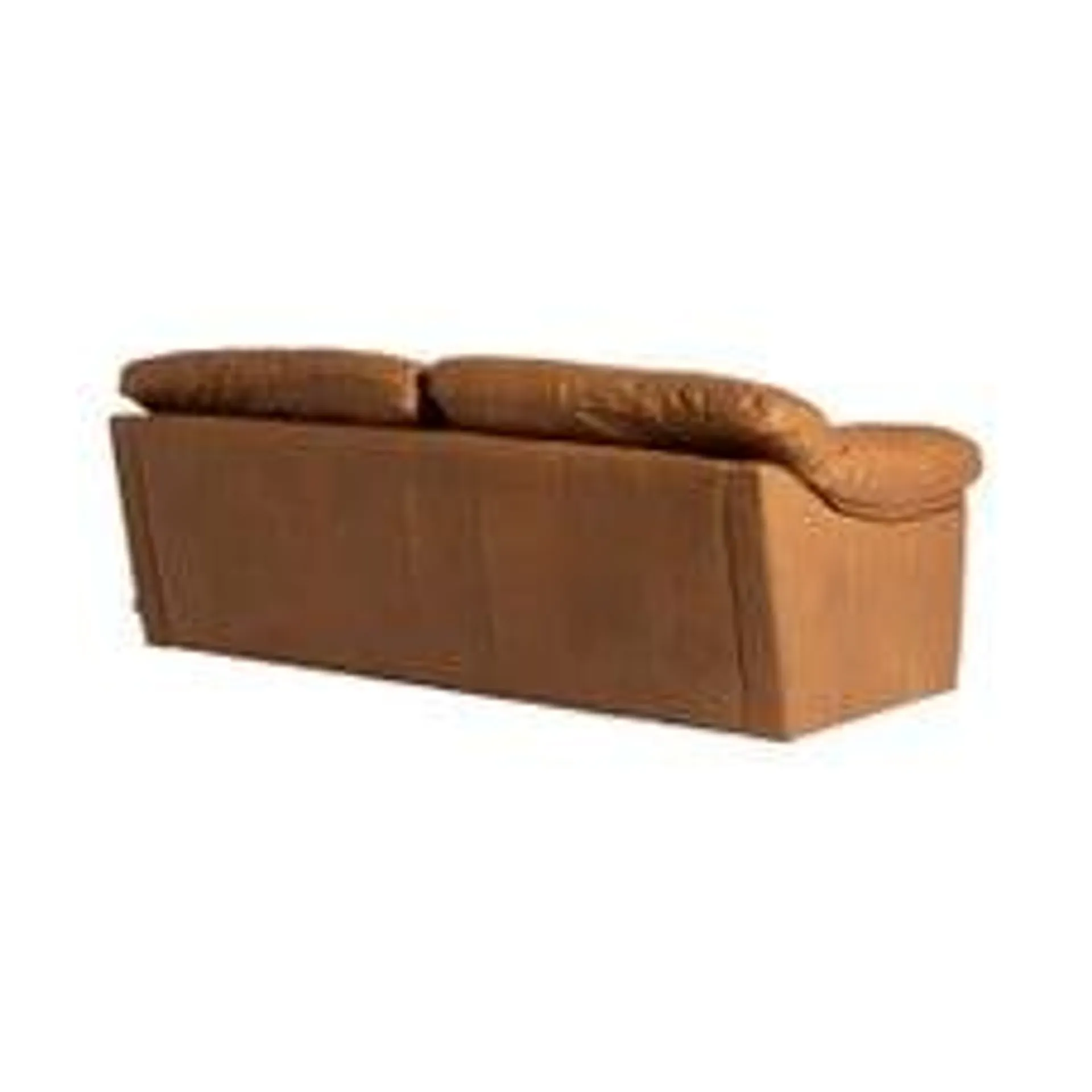 Button Back Brown Leather 3 Seater Sofa