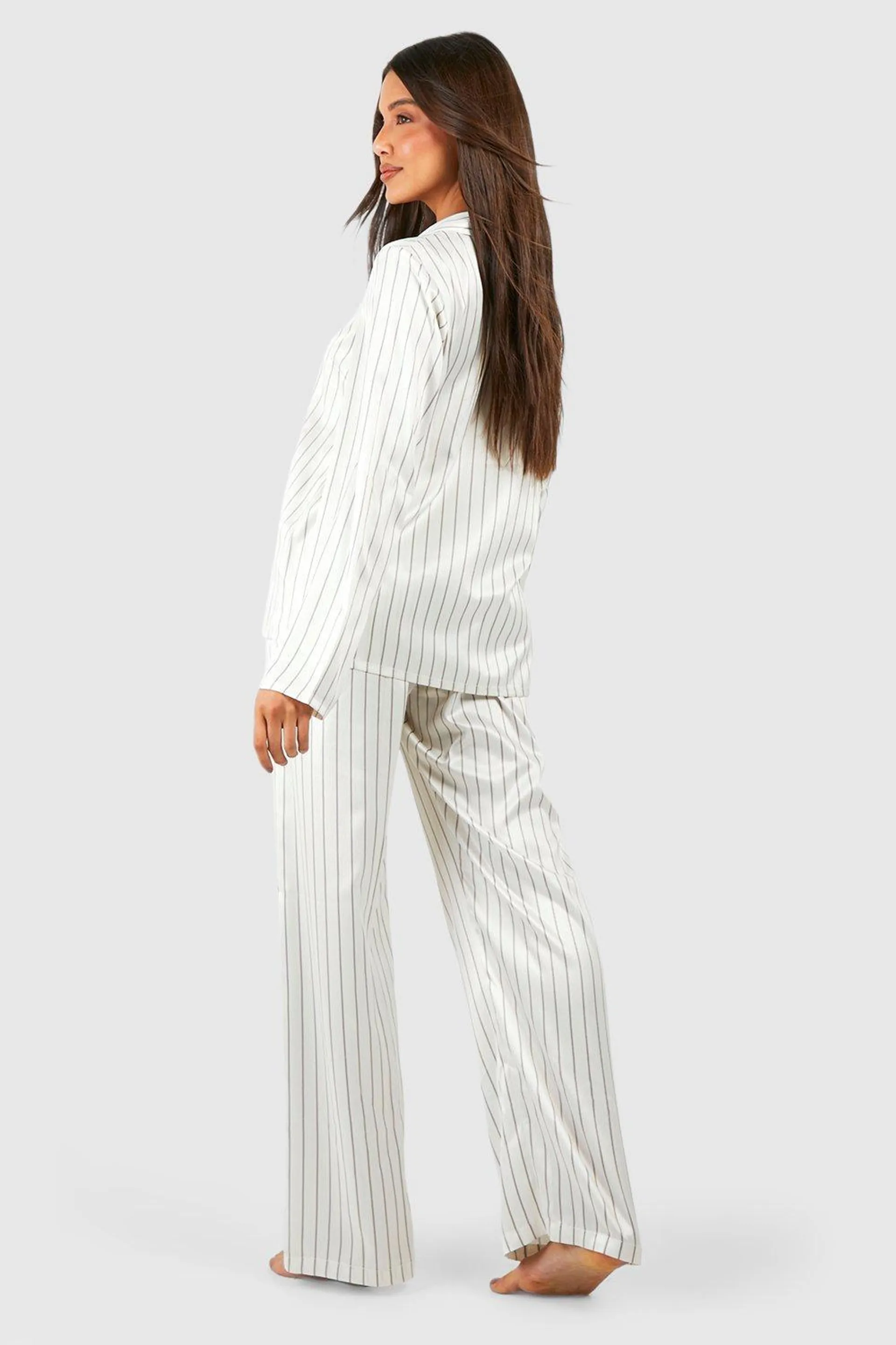 Pinstripe Button Front Pj Set