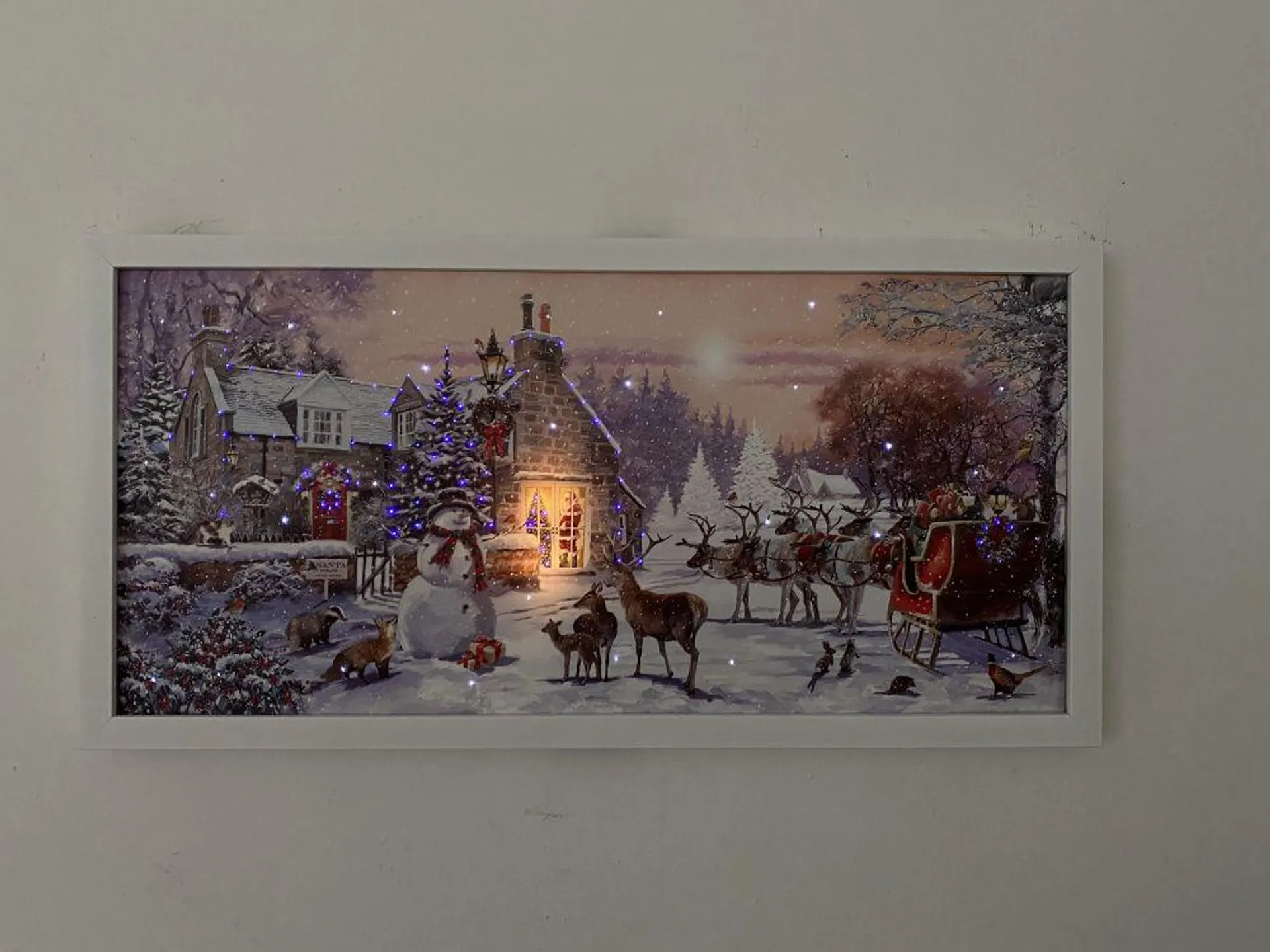 Battery Operated Fibre Optic Santa's Cottage Canvas