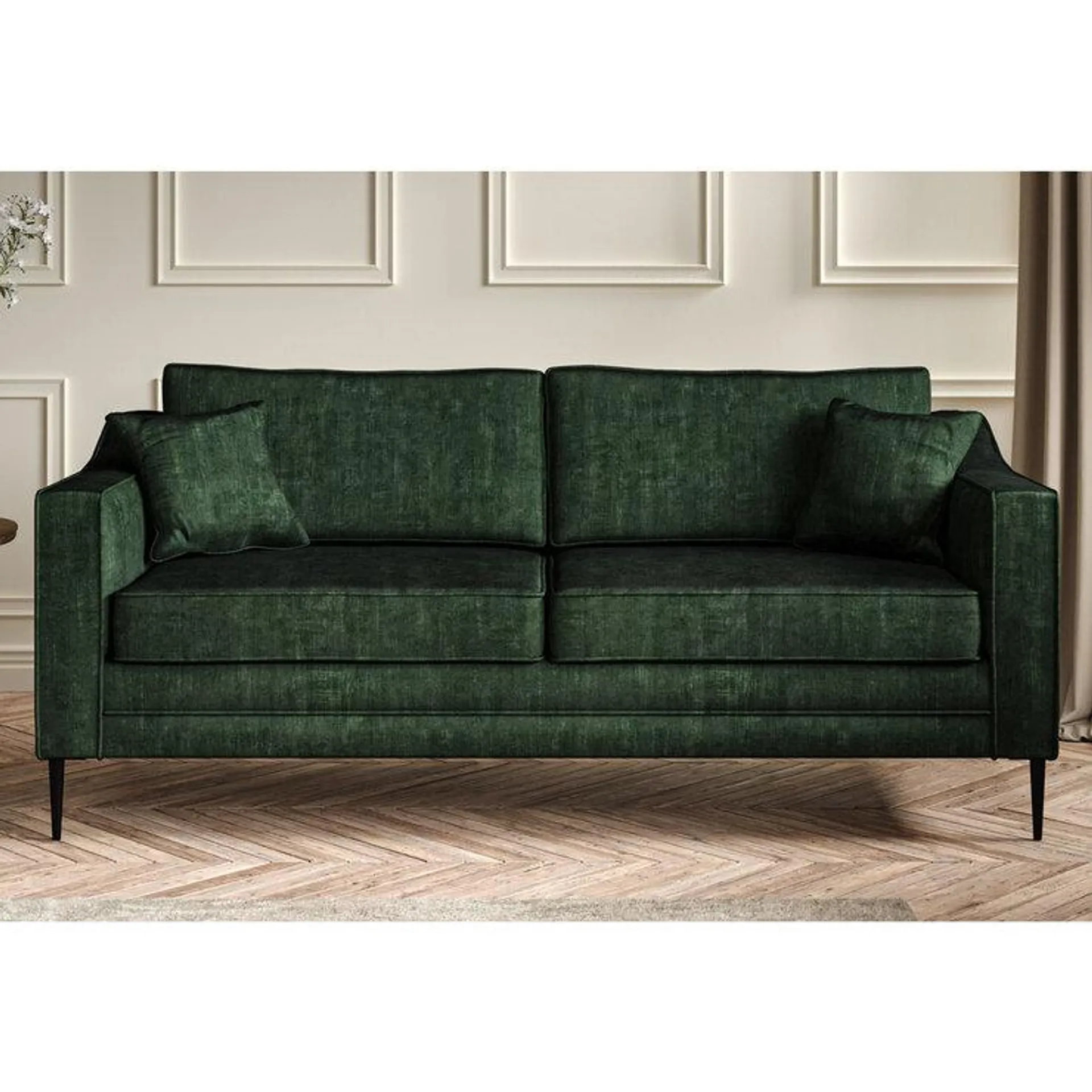 Aspen Green Velvet 3 Seater Sofa