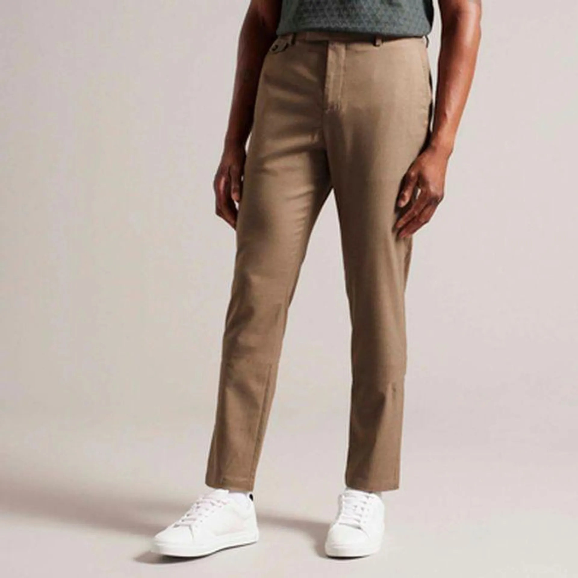 Ted Baker Ngolo Irvine Slim Fit Flannel Trousers in Taupe