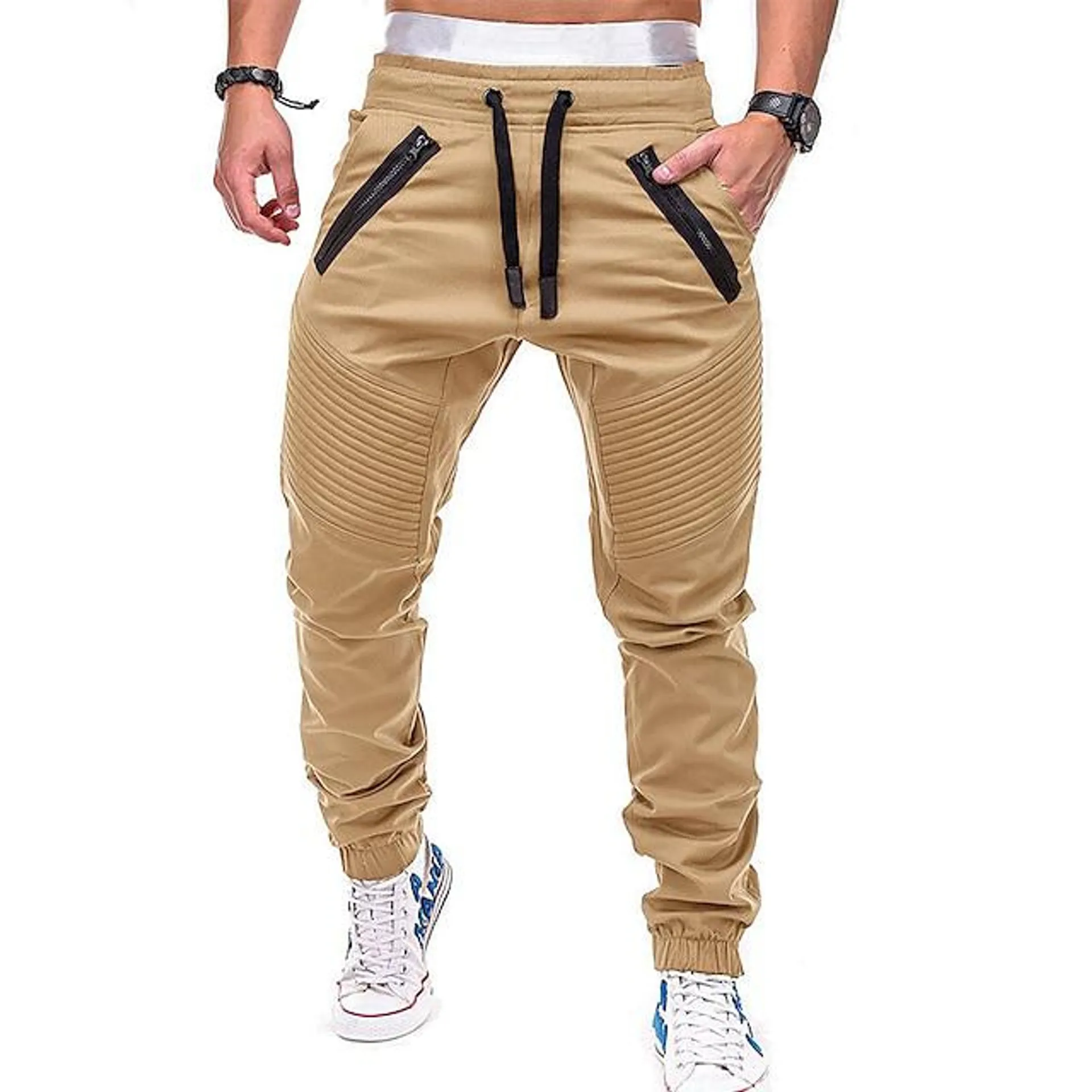 Men's Cargo Pants Cargo Trousers Joggers Trousers Casual Pants Drawstring Elastic Waist Multiple Pockets Solid Colored Full Length Daily Cotton Blend Classic Casual Black Army Green Micro-elastic