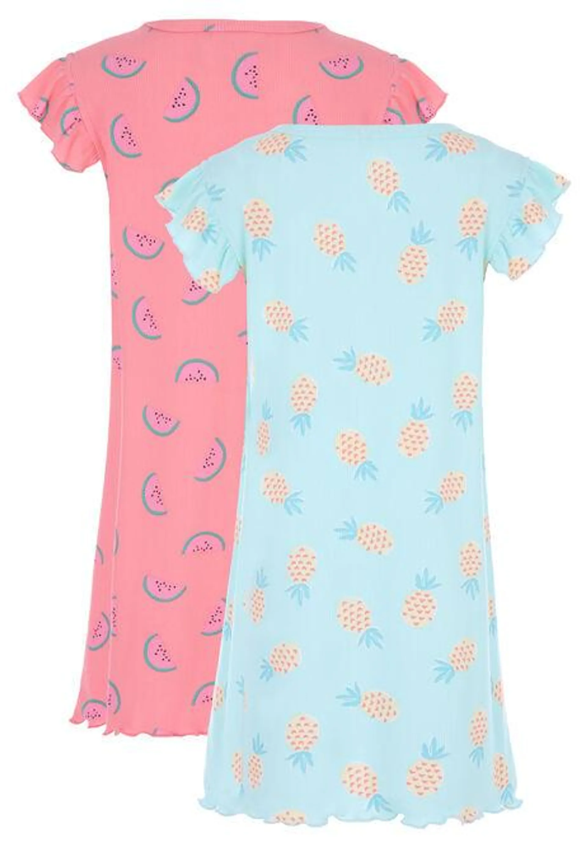 Younger Girls 2pk Coral & Blue Nightdress