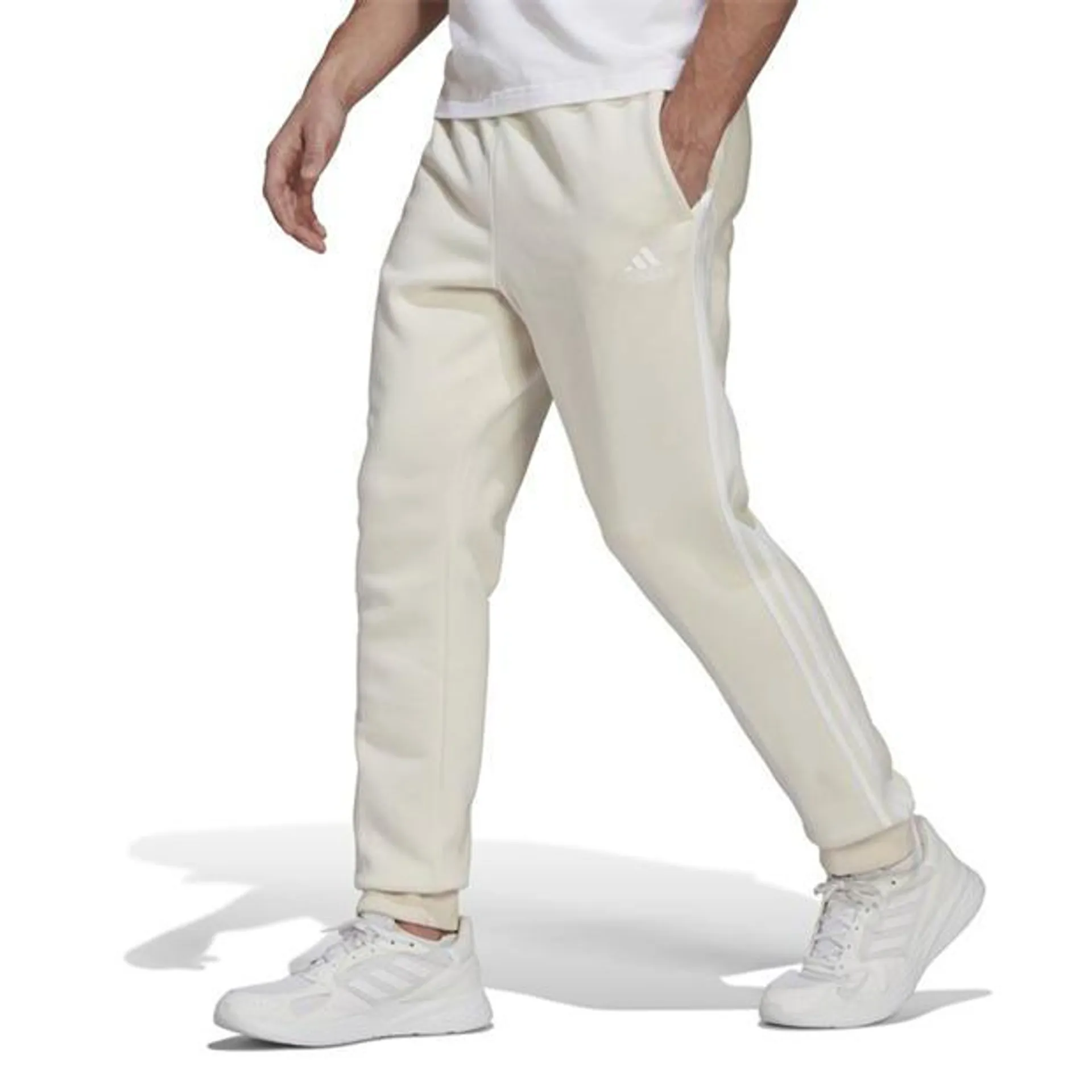 Essentials Fleece Tapered Cuff 3-Stripes Joggers M