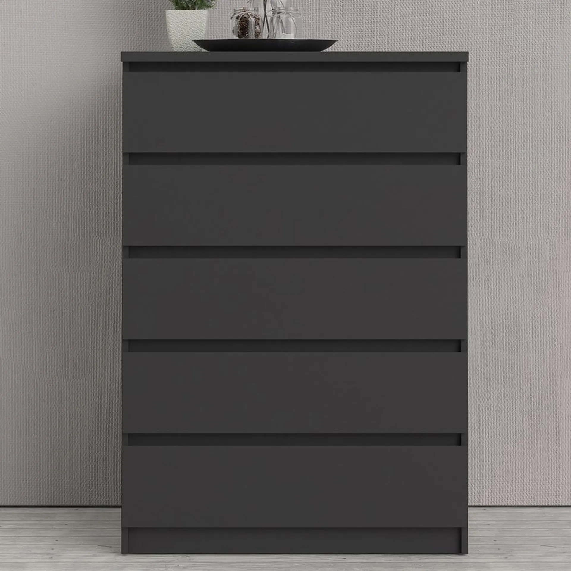 Florence 5 Drawer Matt Black Chest of Drawers