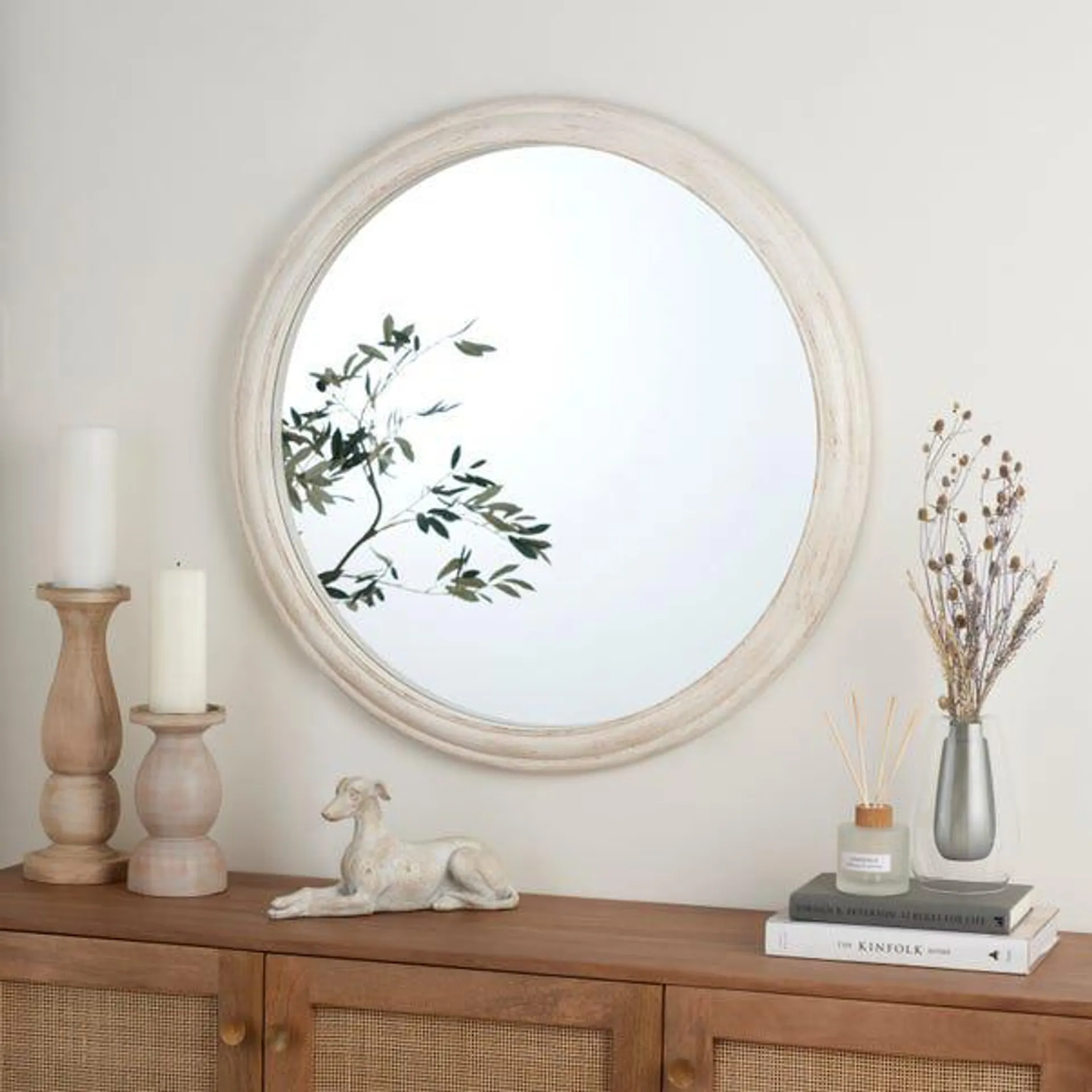 Churchgate Round Painted Oak Mirror, 80cm