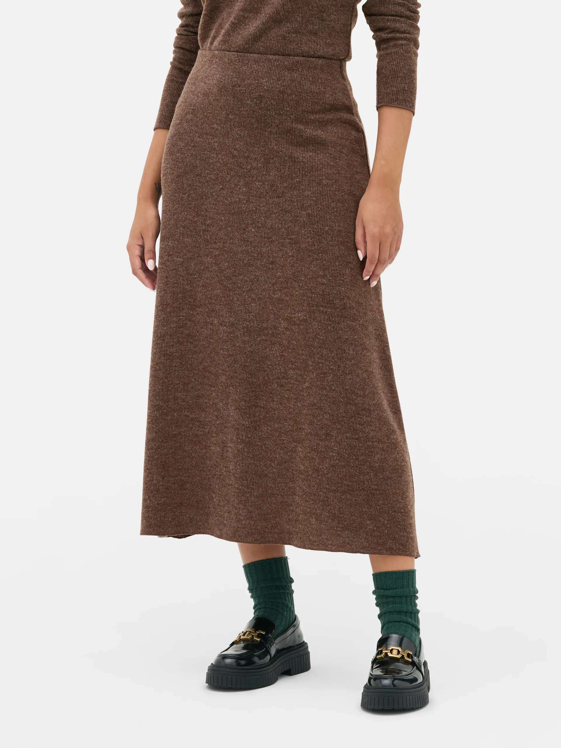 Co-ord Ribbed Midi Skirt