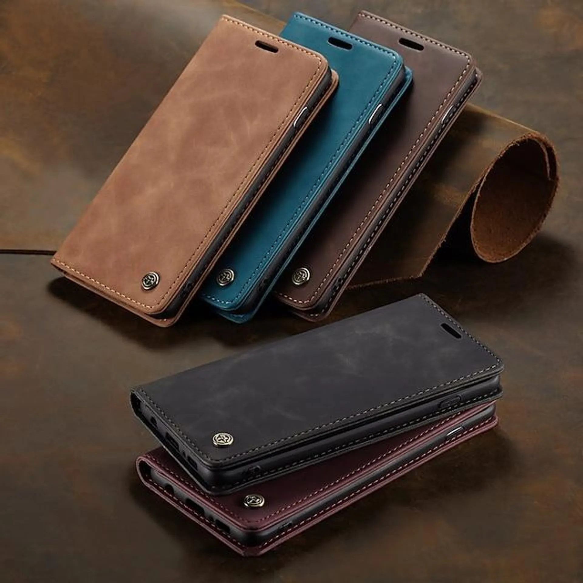 Phone Case For Samsung Galaxy S23 S22 S21 S20 Plus Ultra A14 A34 A54 A73 A53 A33 A23 A13 S10 Wallet Case with Stand Magnetic Flip Shockproof Solid Colored PU Leather