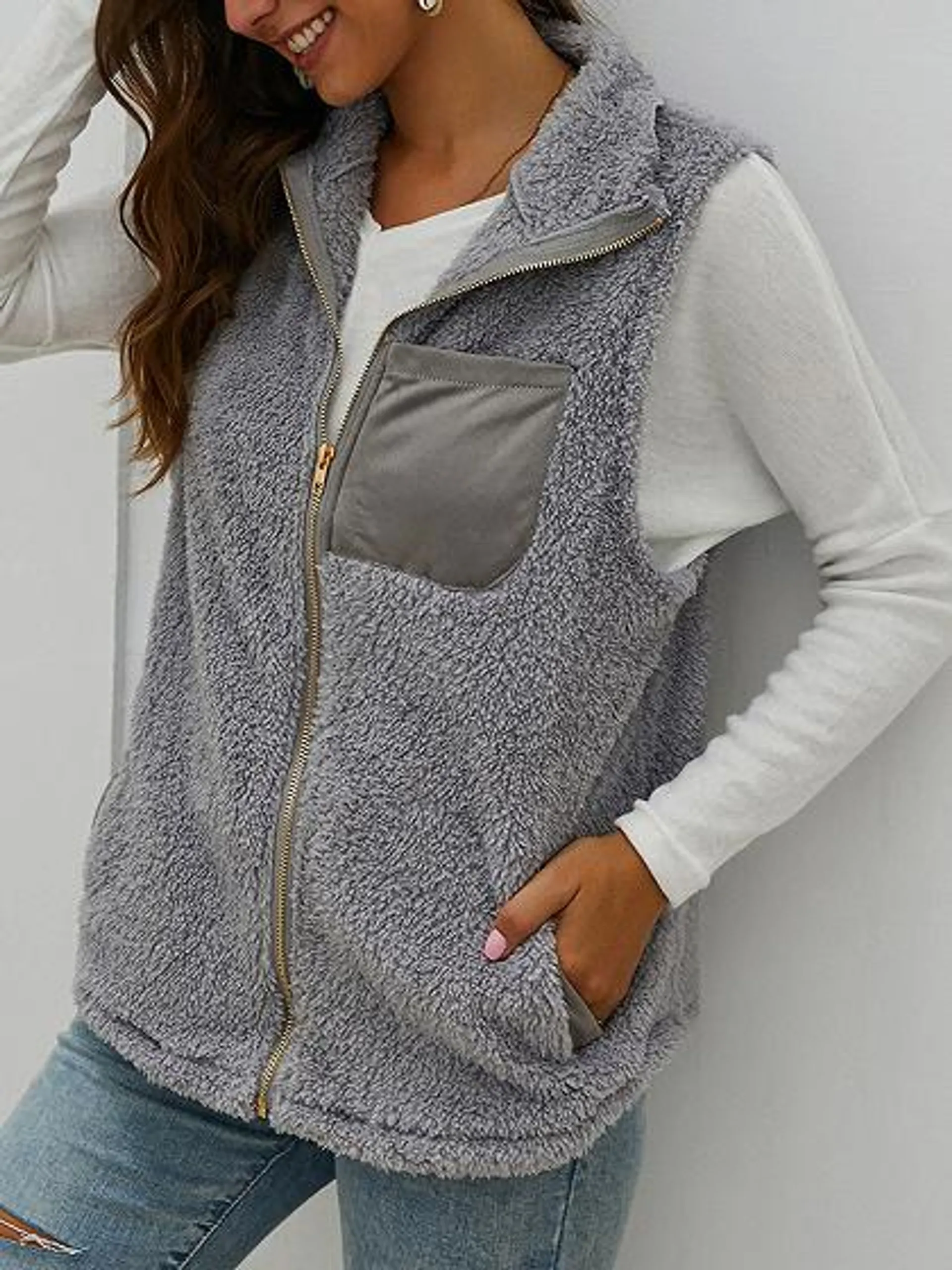 Gray Lapel Neck Waistcoat