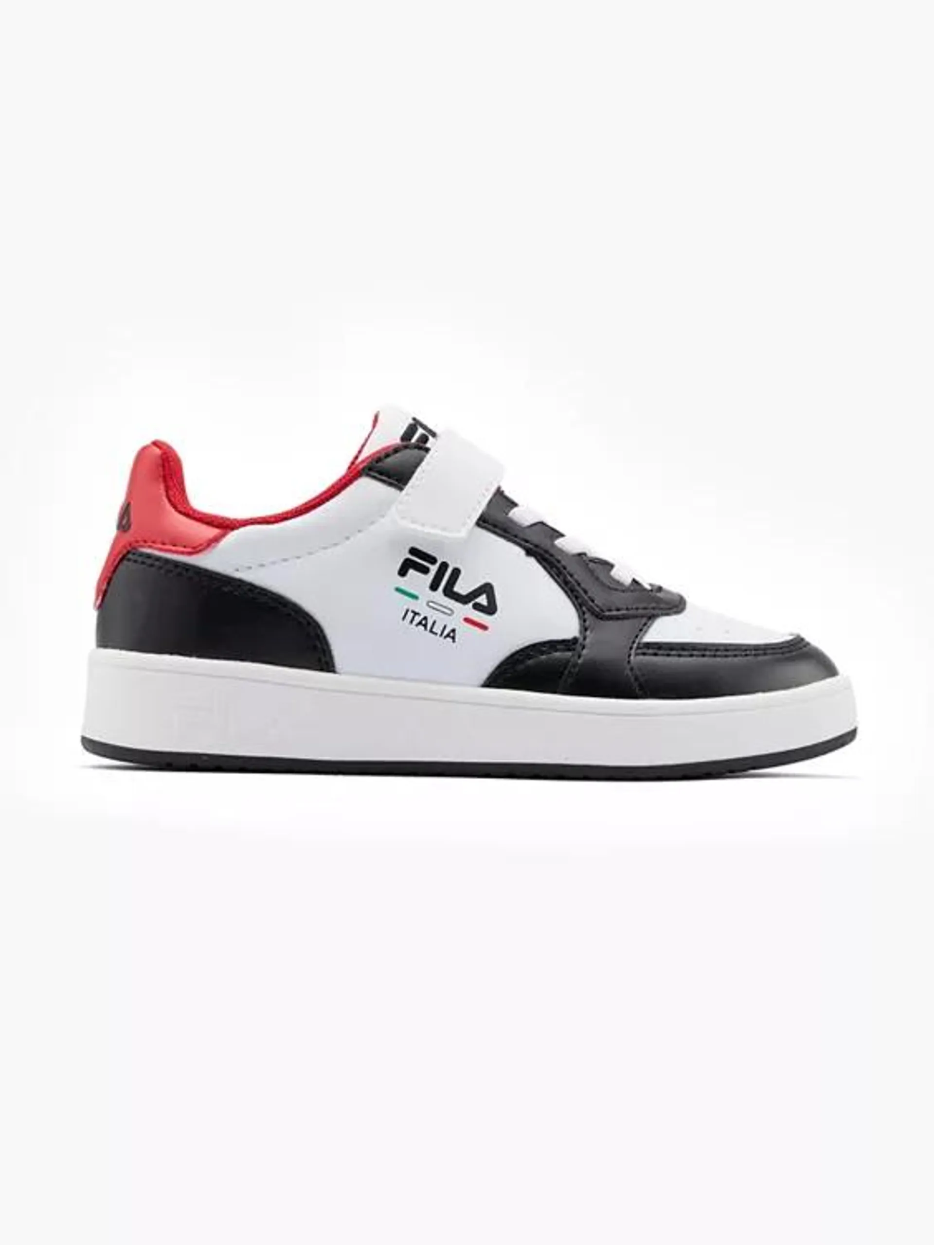 Junior White/Red/Black Court Velcro Trainers