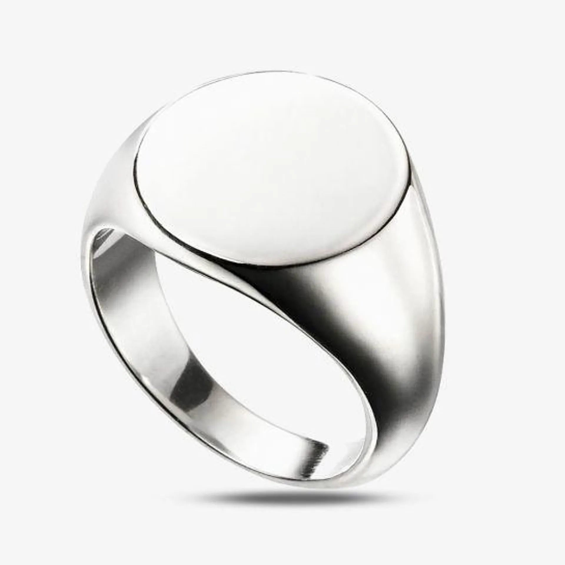 Sterling Silver Plain Round Signet Ring R3711