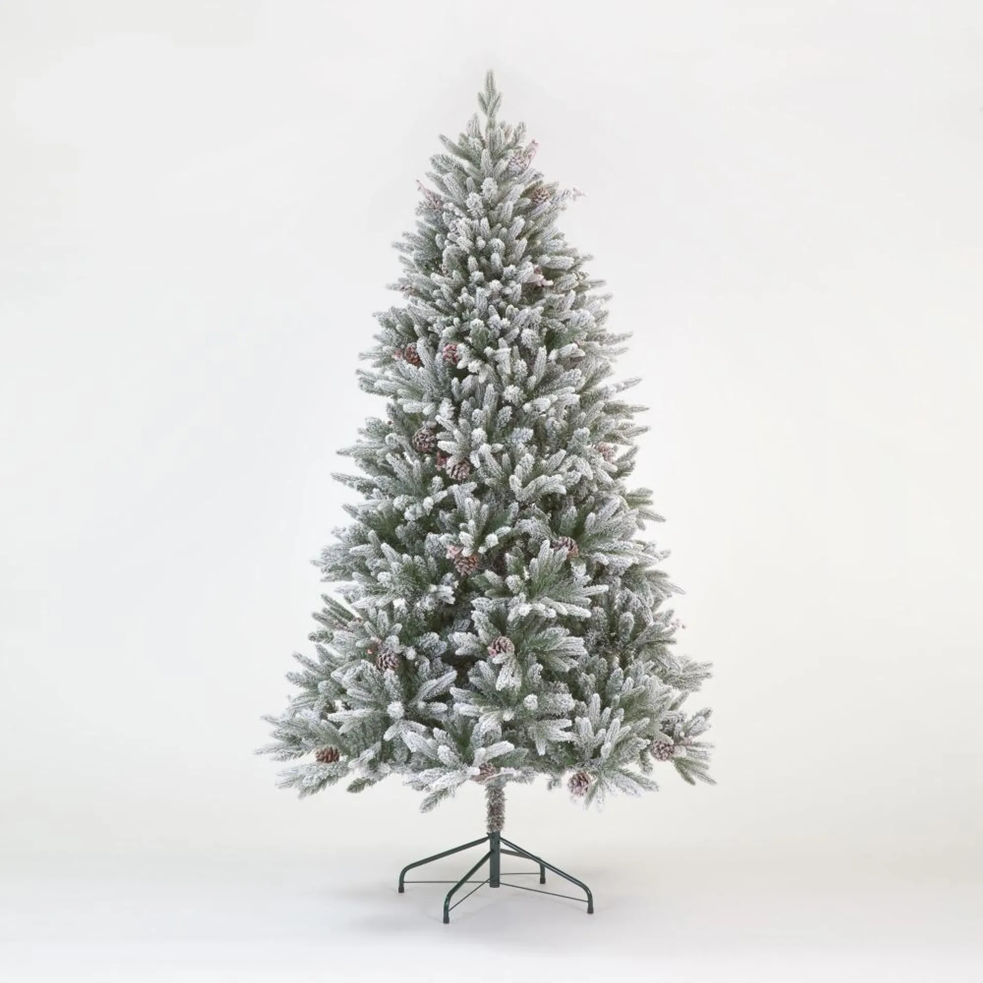 210cm (7ft) Haruchan Frosted Green Christmas Tree With Pinecones