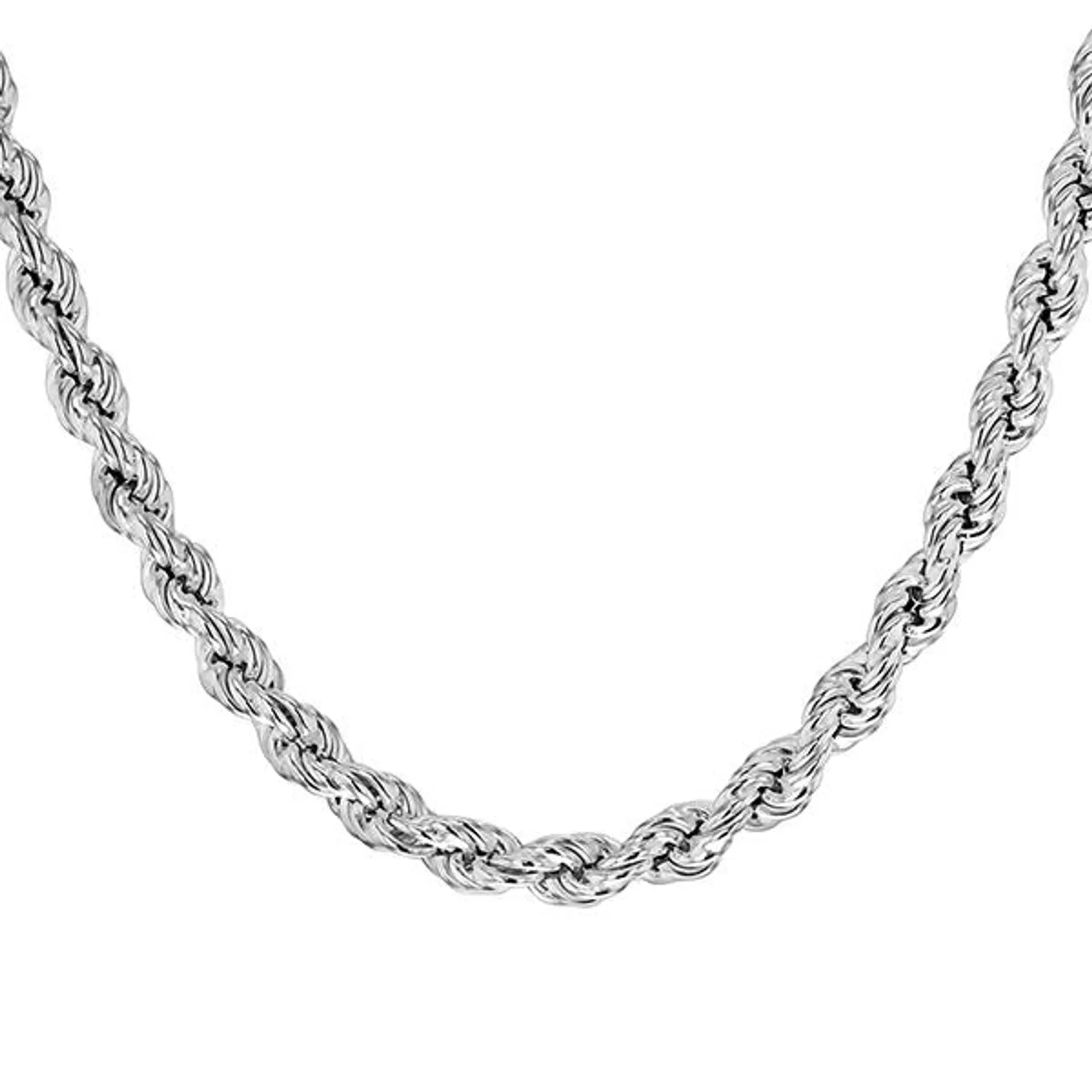 Faith & Brown Italian Crafted 4.2mm Rope Sterling Silver Necklace - 30 inch