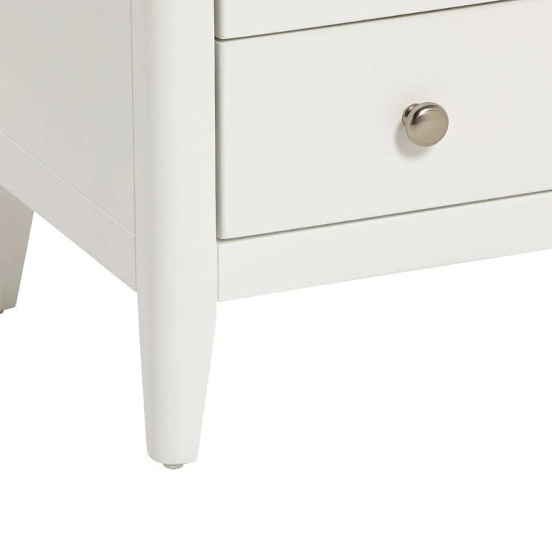 White Wooden 3 Drawer Bedside Table
