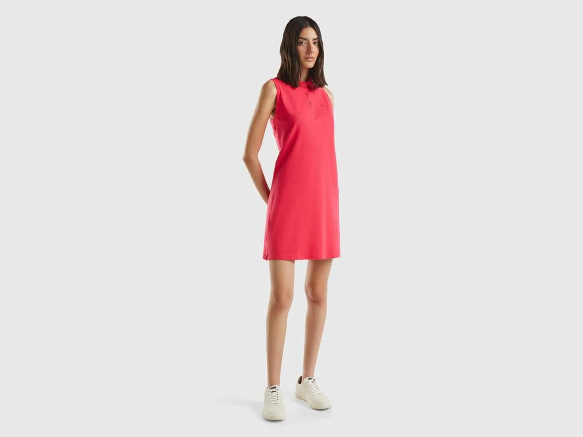 Fuchsia polo-style dress