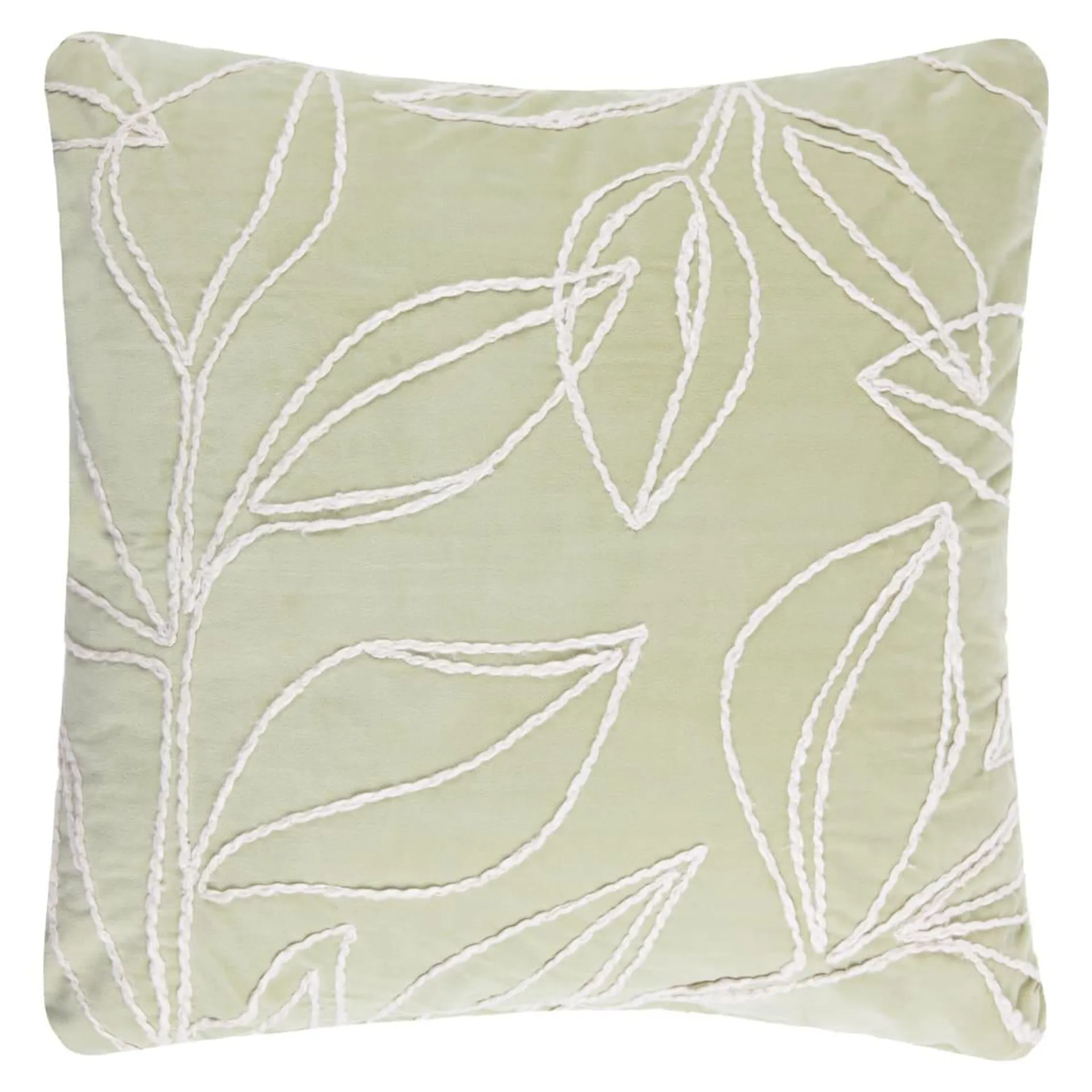 Botanical Green Leaf Stitch Cushion