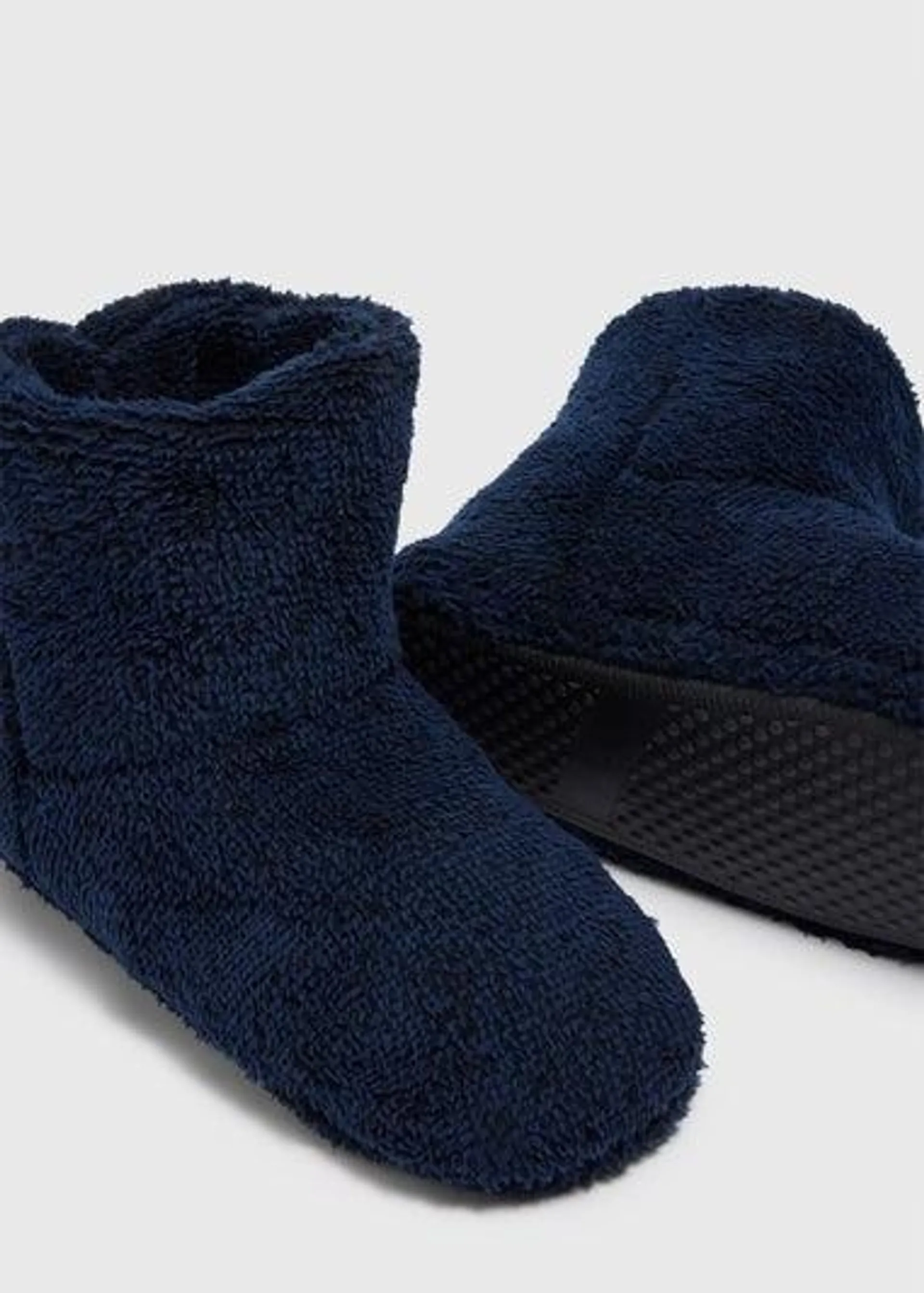 Navy Fluffy Gown Slipper Boots