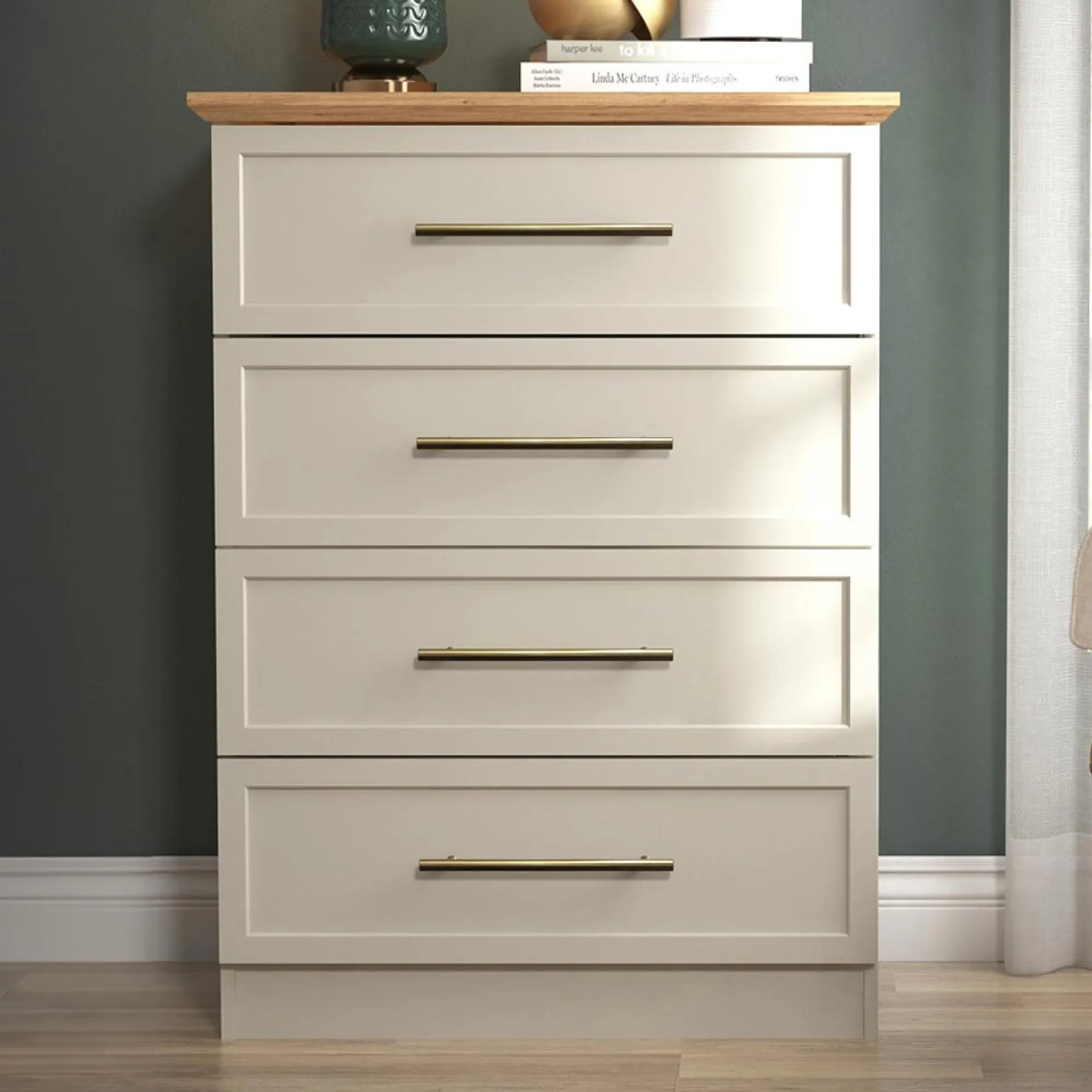 GFW Lyngford 4 Drawer Light Grey Chest of Drawers