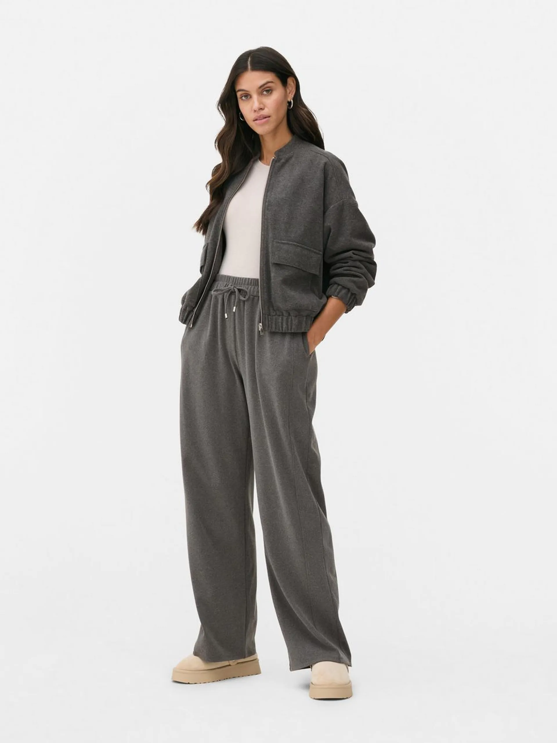 Paula Echevarría Wide Leg Microfleece Joggers