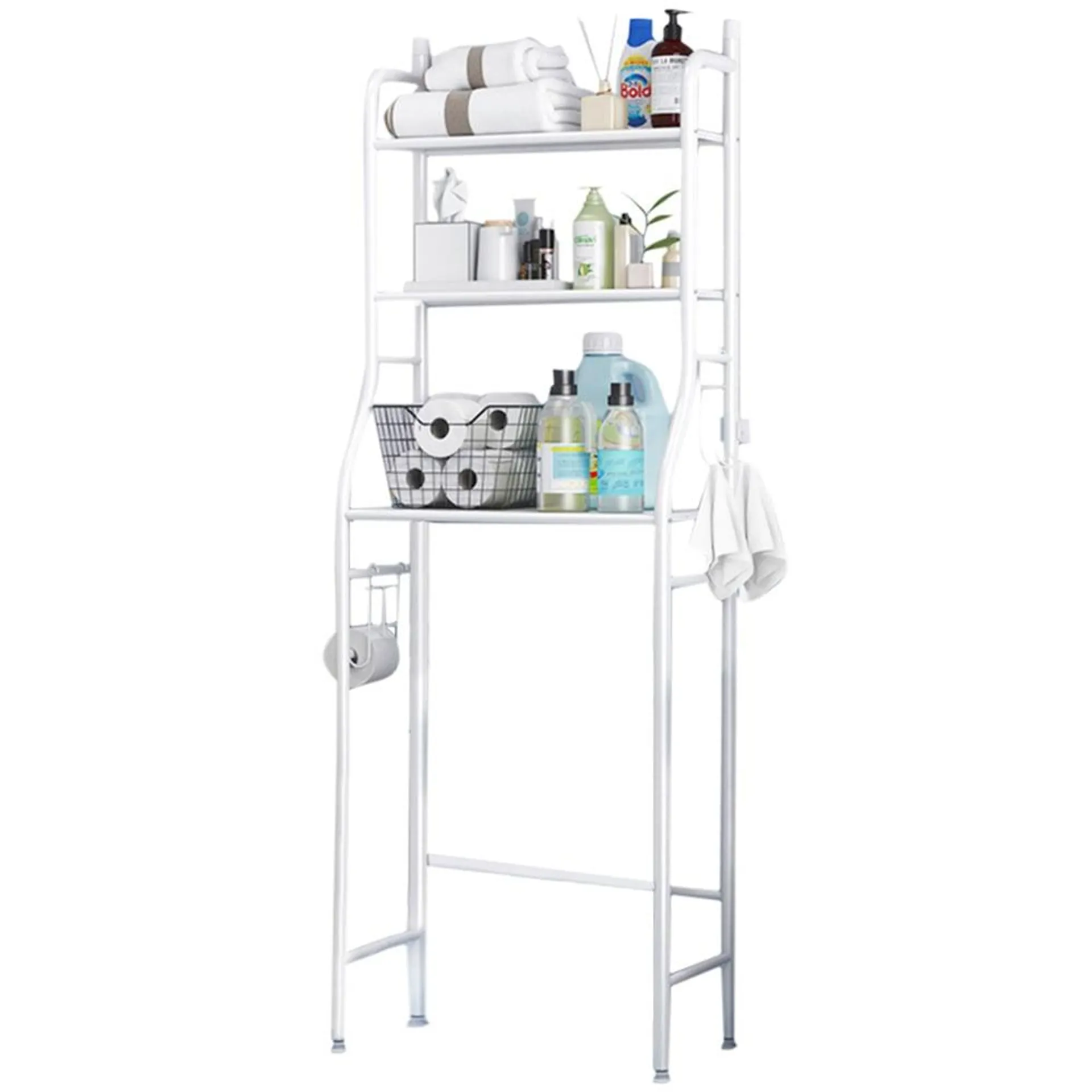 Living And Home WH0908 White Metal Bathroom Storage Rack