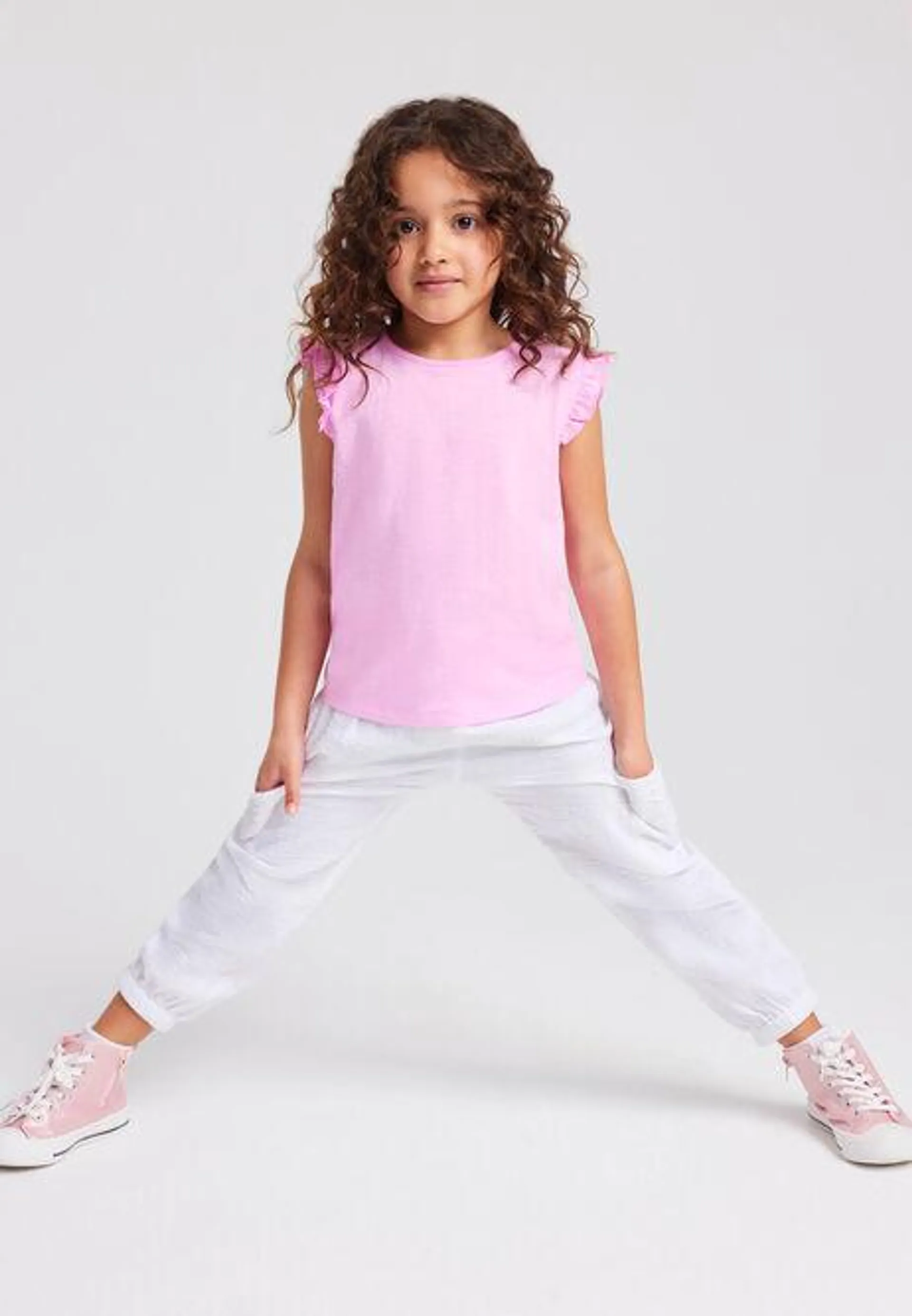 Younger Girls White Drawstring Cargo Trousers