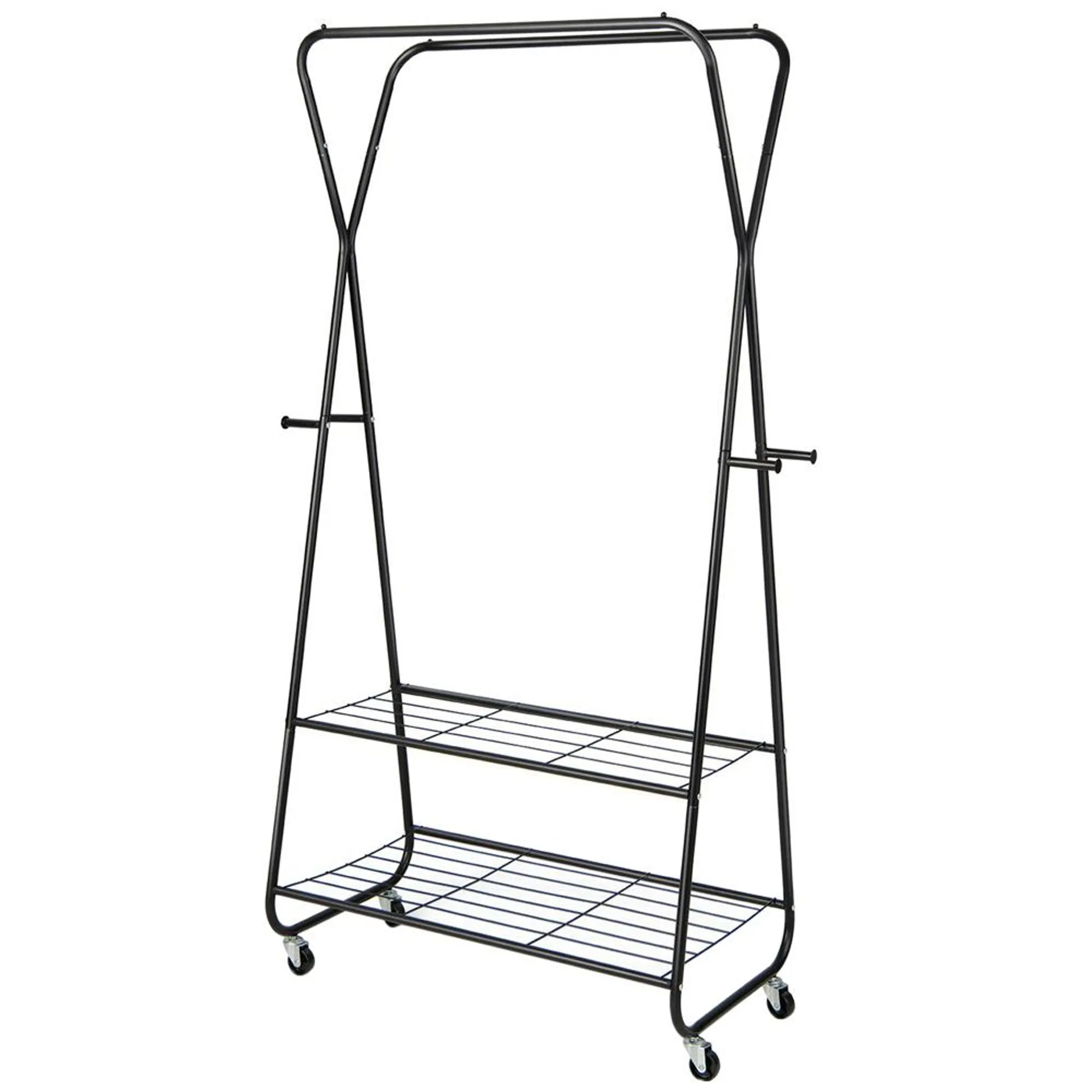 Costway 2 Shelf Black Rolling Clothing Rack