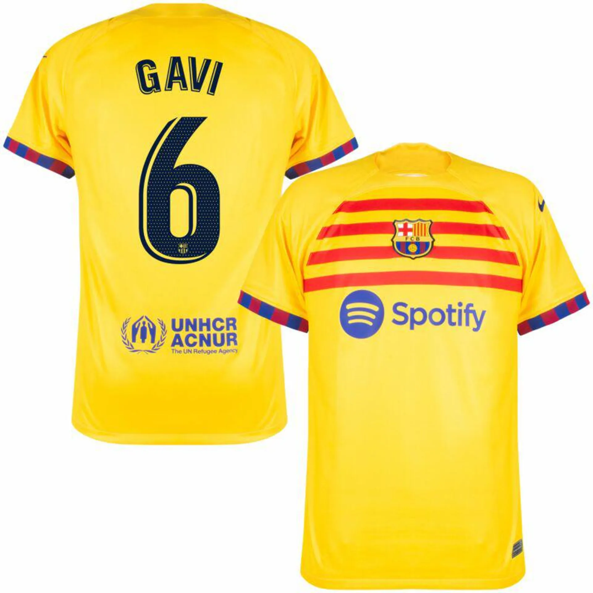 Nike Barcelona Senyera 4th Gavi 6 Shirt 2023 (La Liga Printing)