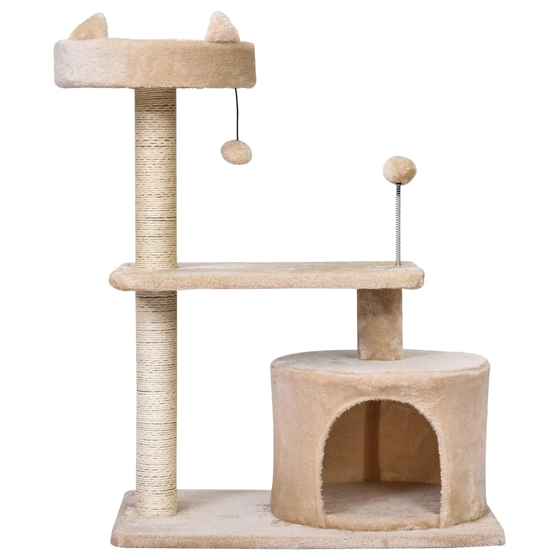 PawHut 81cm Cat Tree Kitten Large Cats Tower Activity Centre Scratch Post Beige