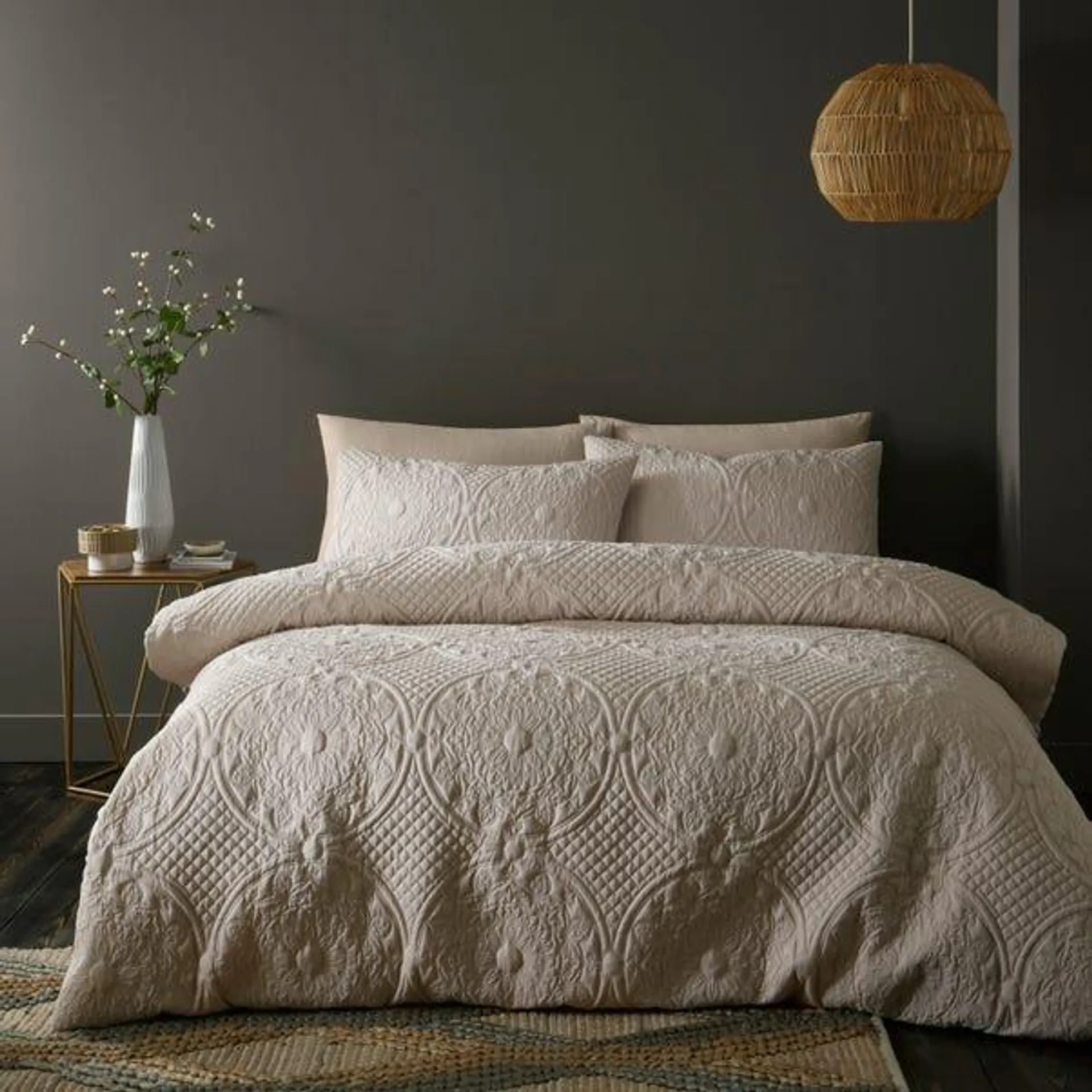 Mandalay Mushroom Duvet Cover and Pillowcase Set