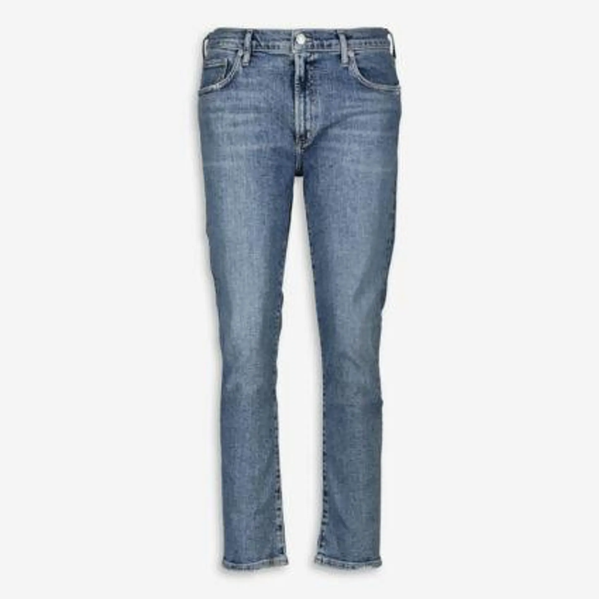 Blue Mid Rise Straight Jeans