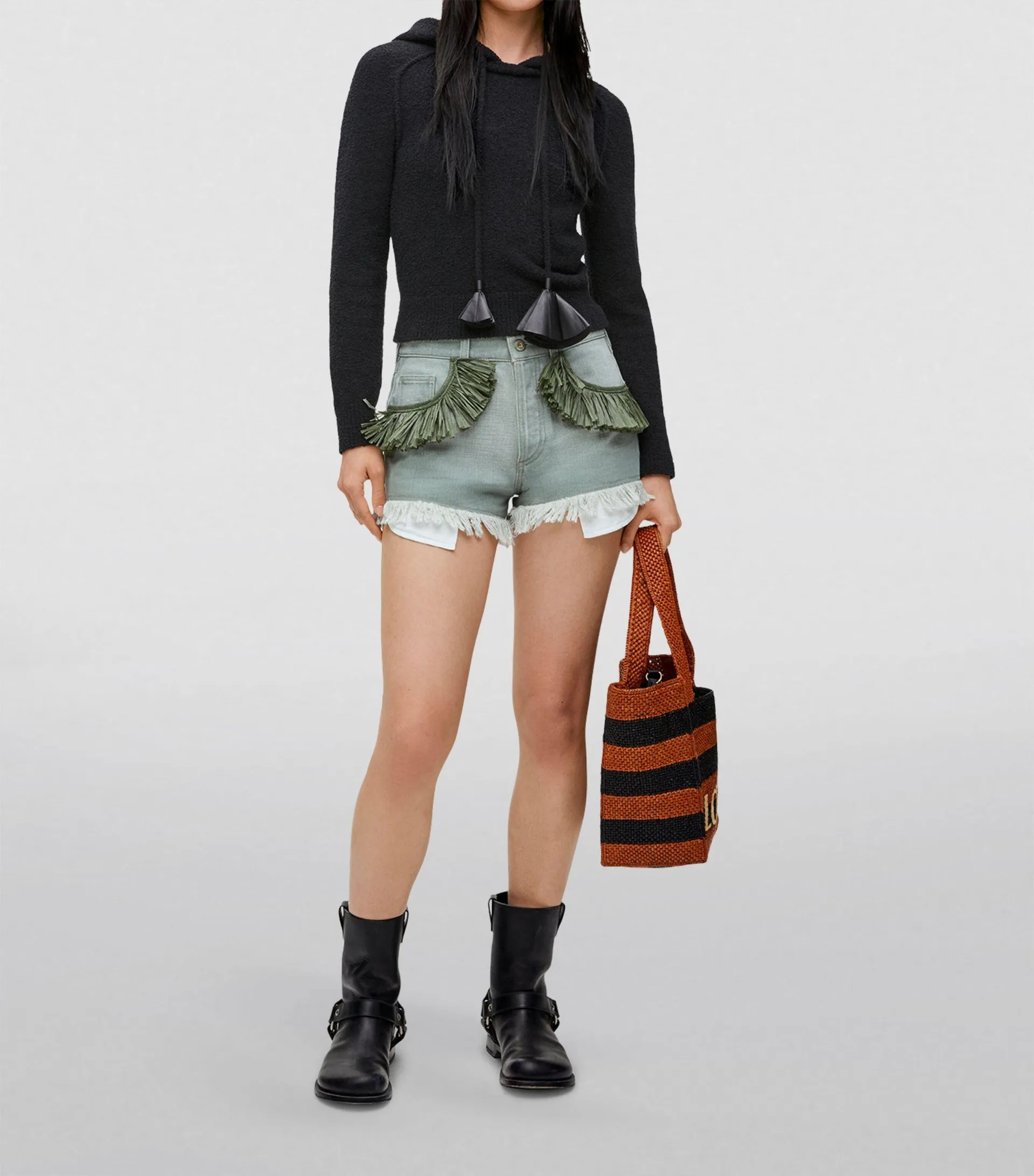 x Paula's Ibiza Frayed-Hem Denim Shorts