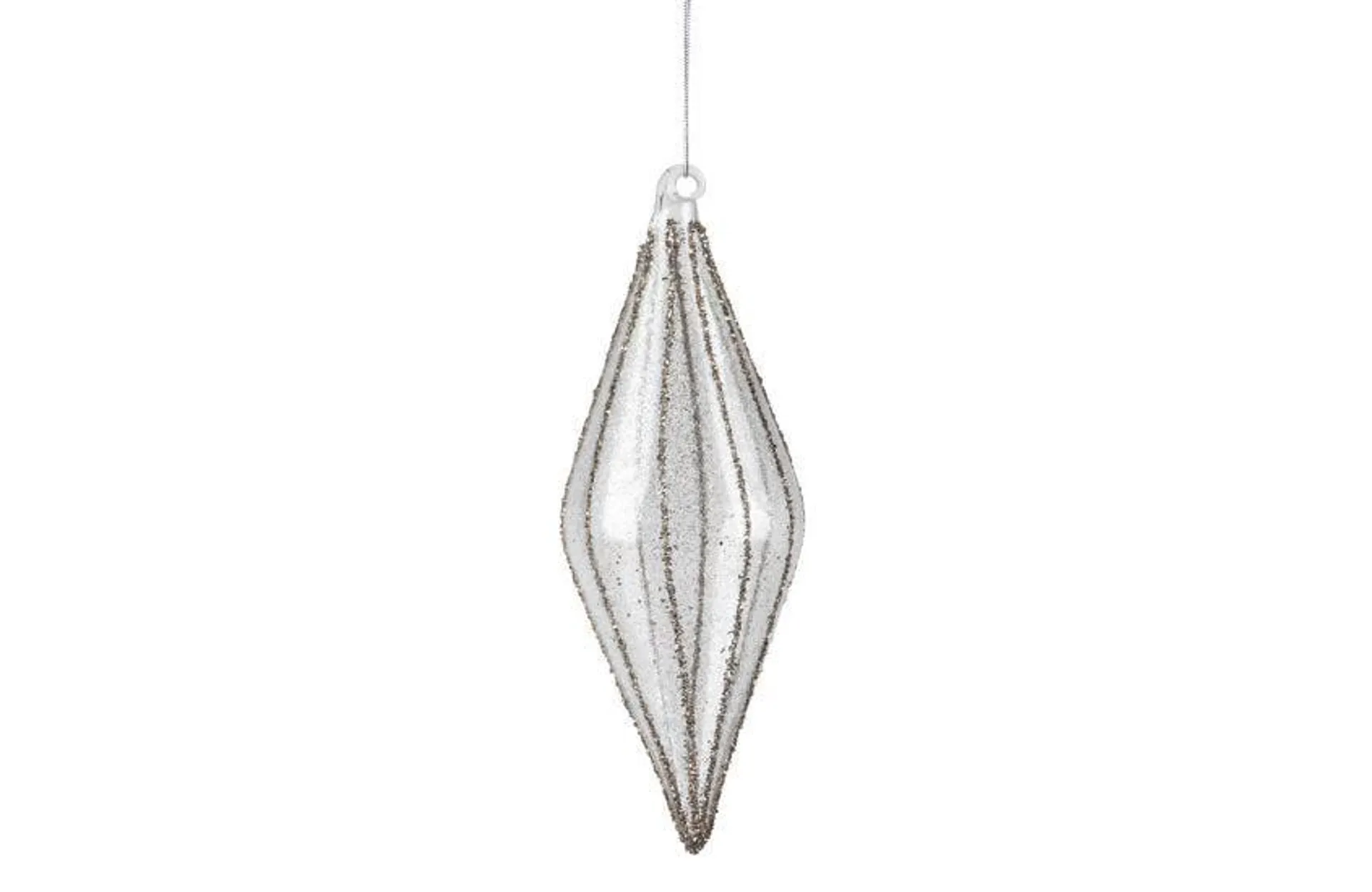 Silver Lines Clear Pointed Drop Decoration 18cm