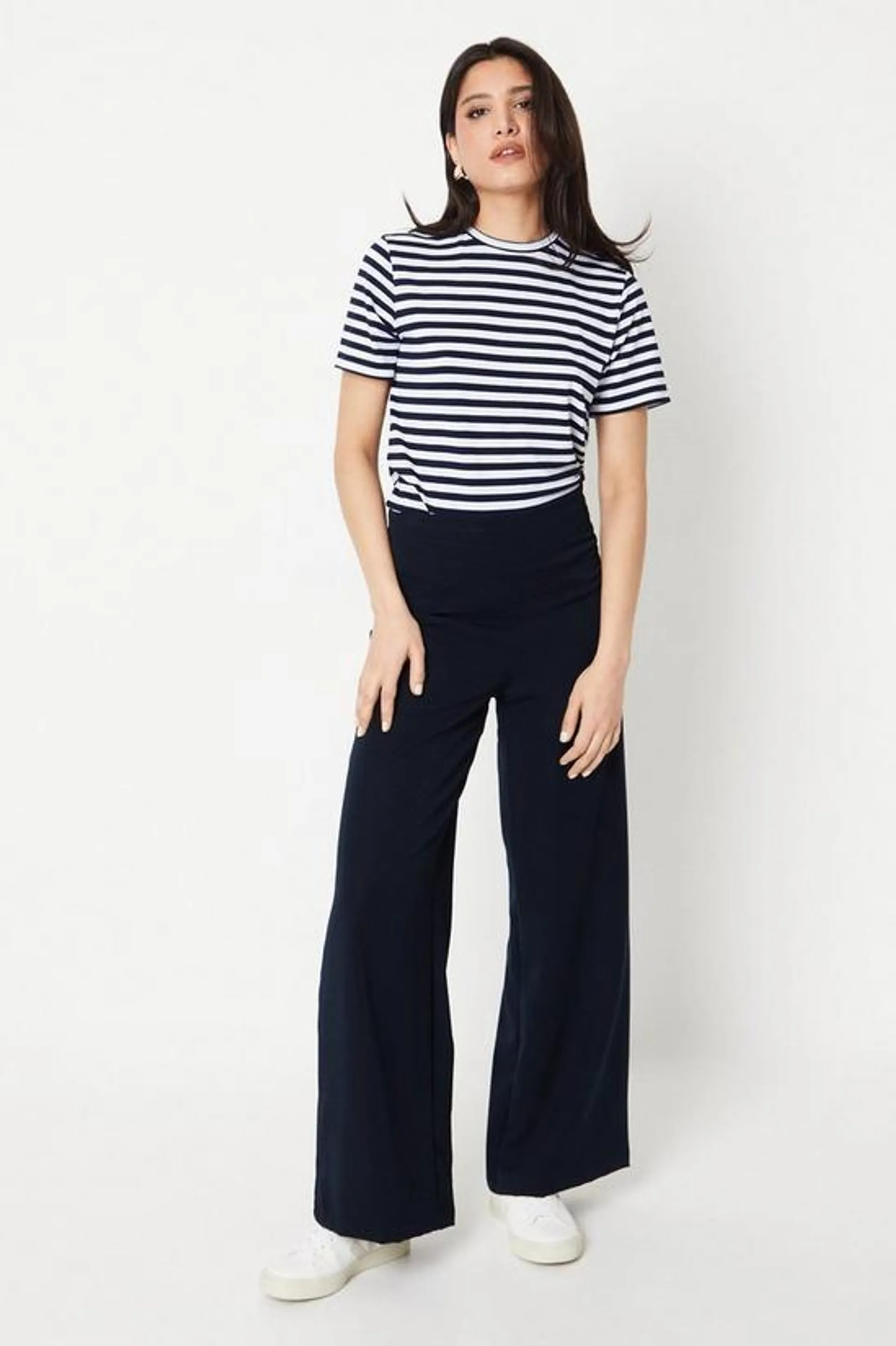 Panelled Waist Straight Leg Trousers